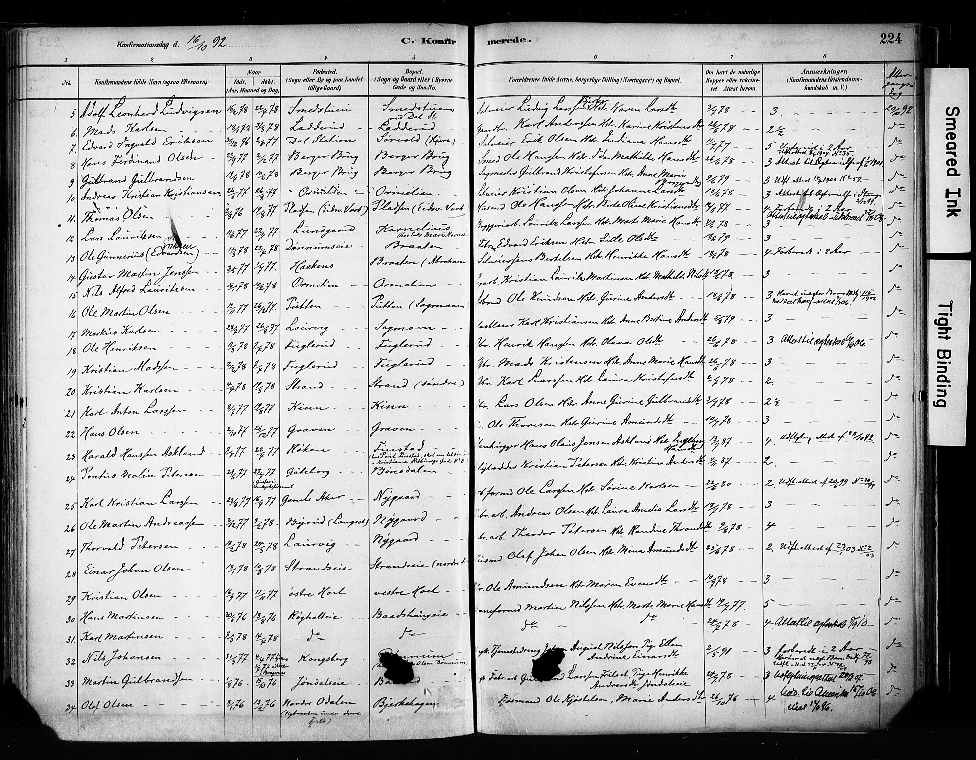 Eidsvoll prestekontor Kirkebøker, AV/SAO-A-10888/F/Fa/L0002: Ministerialbok nr. I 2, 1882-1895, s. 224