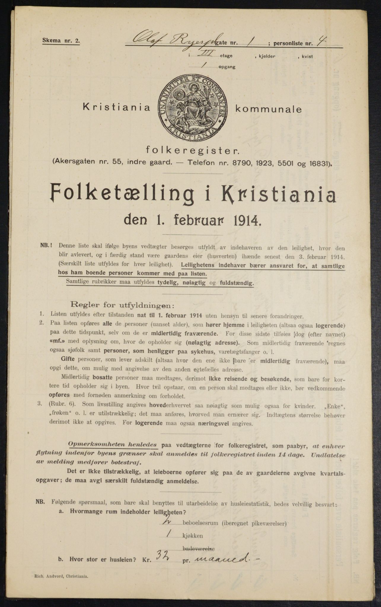 OBA, Kommunal folketelling 1.2.1914 for Kristiania, 1914, s. 75095