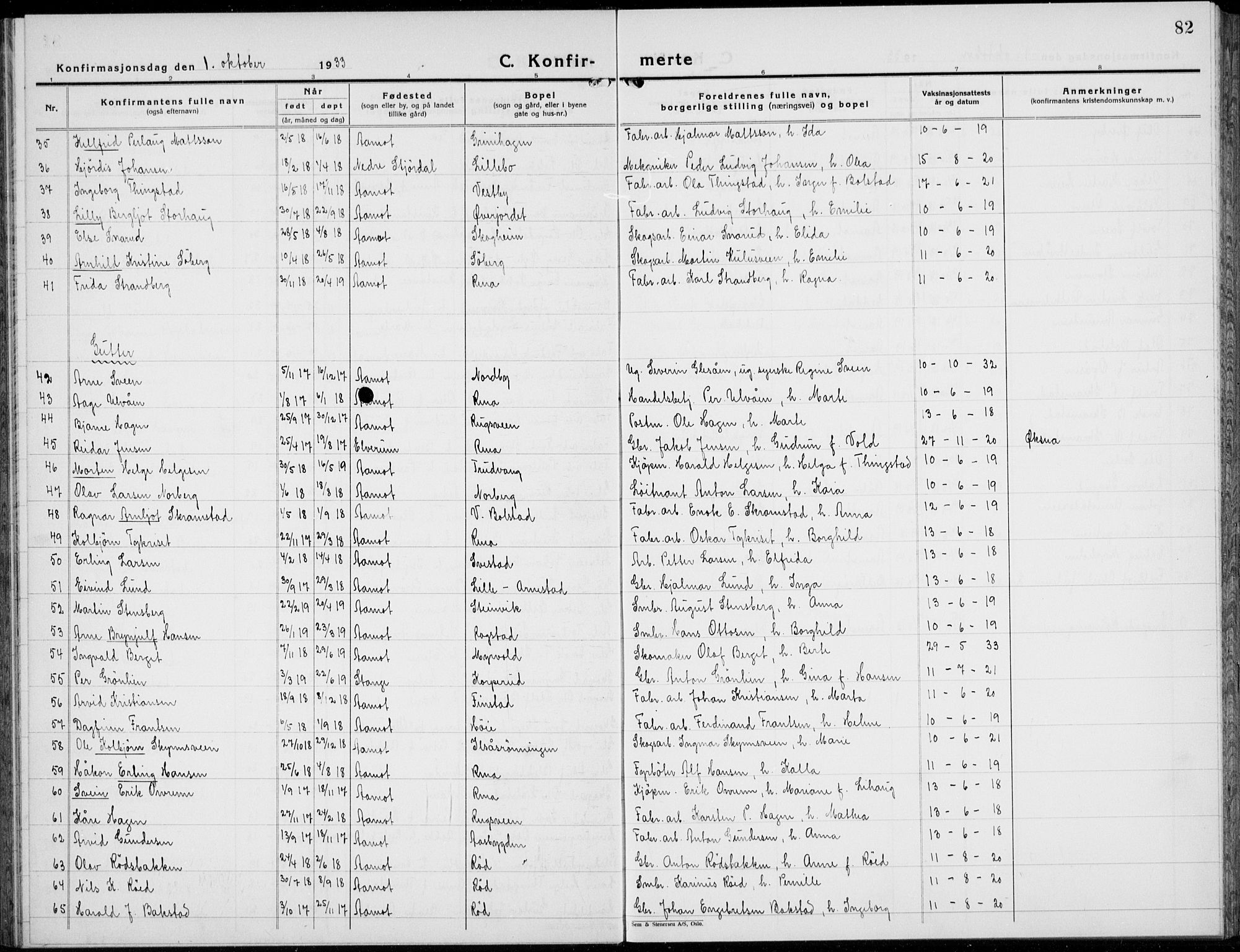 Åmot prestekontor, Hedmark, AV/SAH-PREST-056/H/Ha/Hab/L0006: Klokkerbok nr. 6, 1930-1937, s. 82