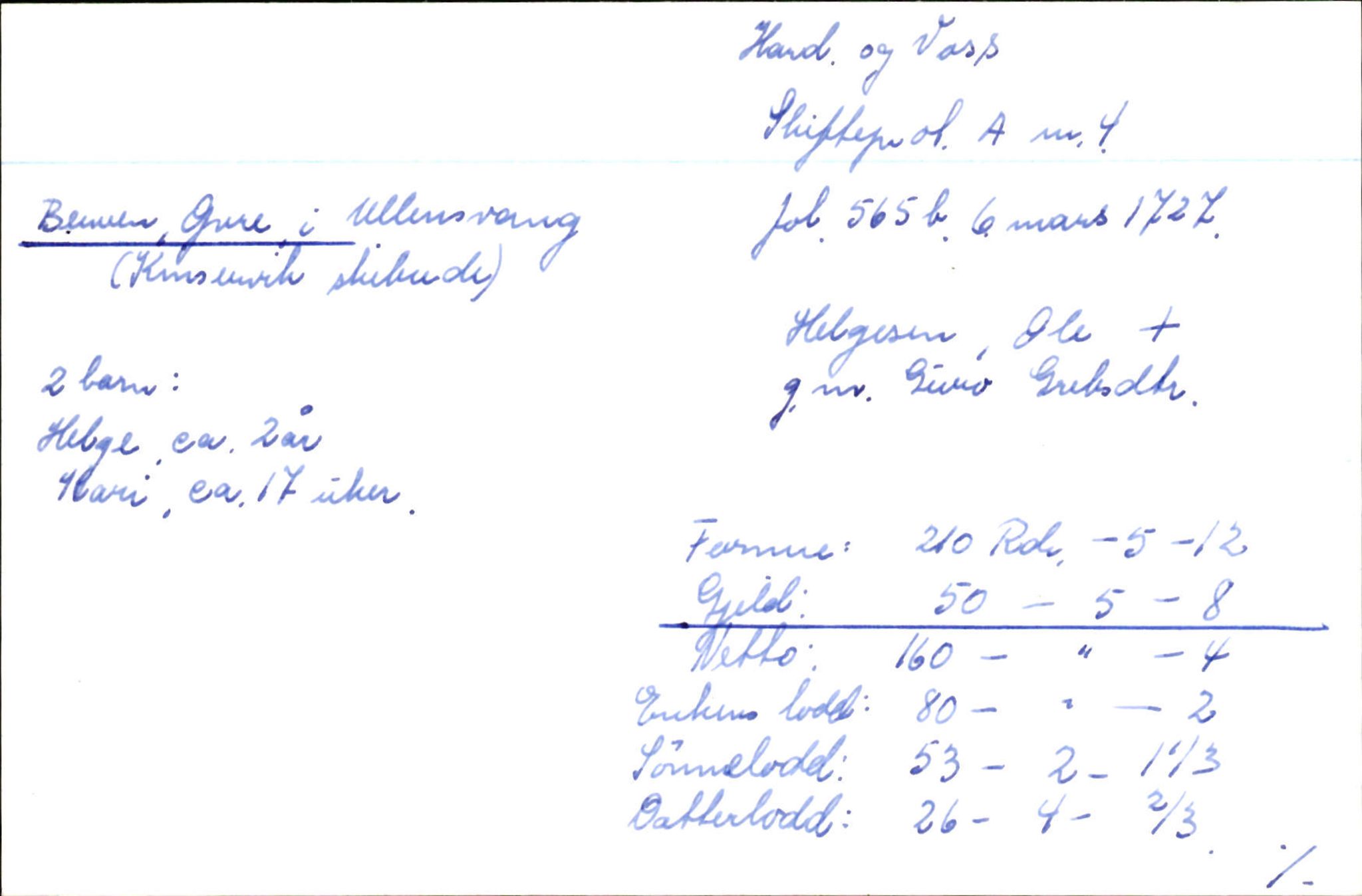 Skiftekort ved Statsarkivet i Bergen, SAB/SKIFTEKORT/002/L0002: Skifteprotokoll nr. 4-5, 1720-1747, s. 20