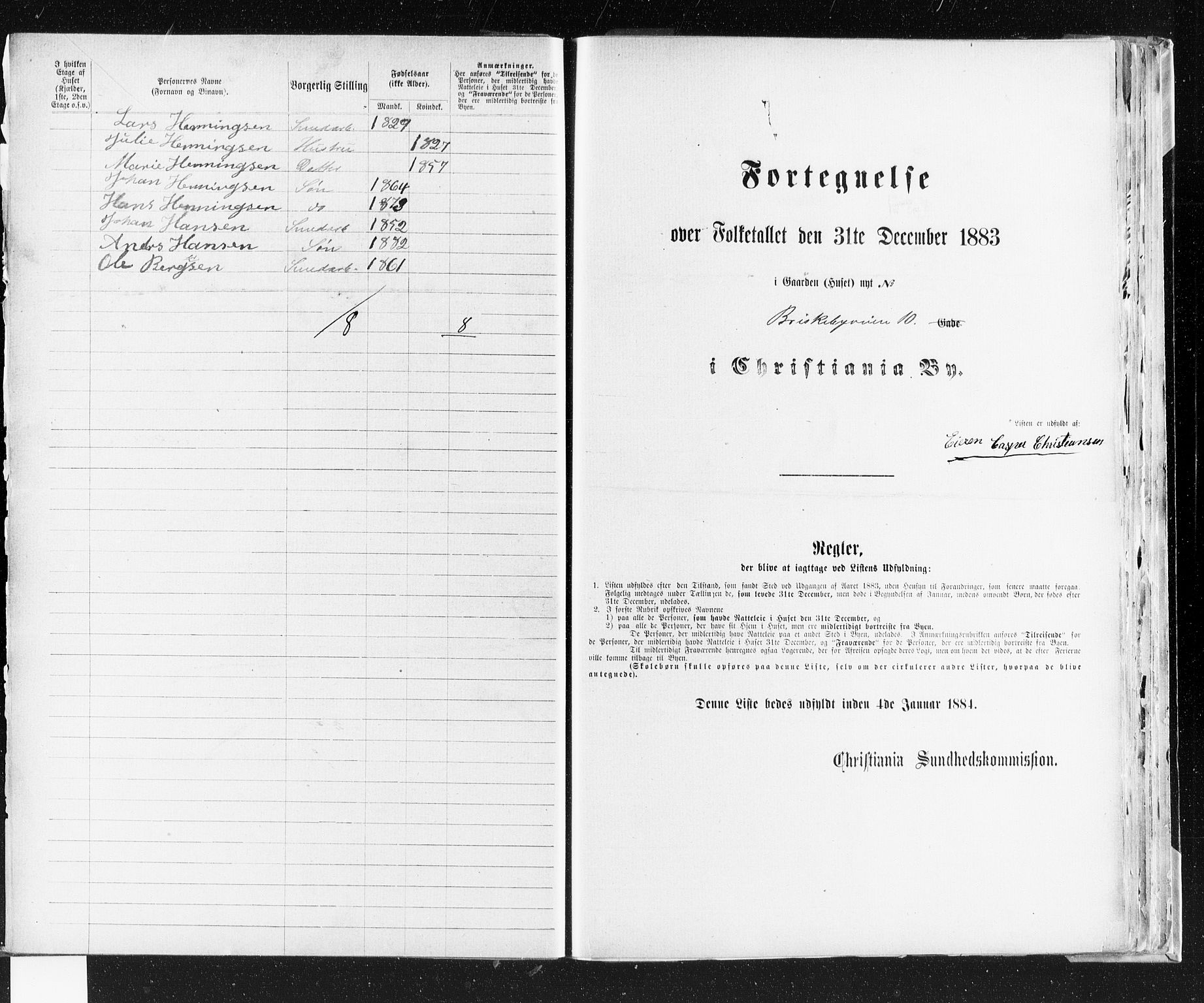 OBA, Kommunal folketelling 31.12.1883 for Kristiania kjøpstad, 1883, s. 541