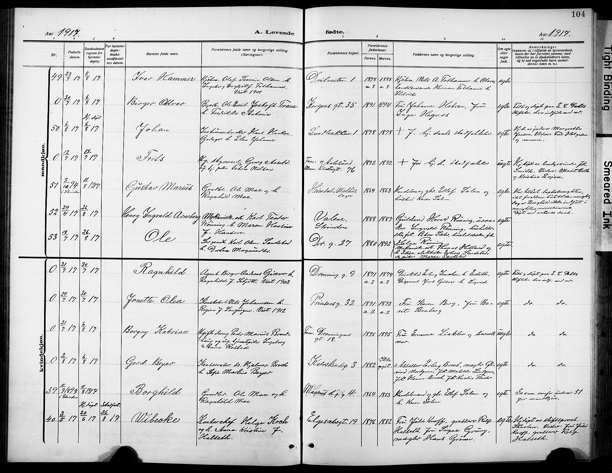 Ministerialprotokoller, klokkerbøker og fødselsregistre - Sør-Trøndelag, SAT/A-1456/601/L0096: Klokkerbok nr. 601C14, 1911-1931, s. 104