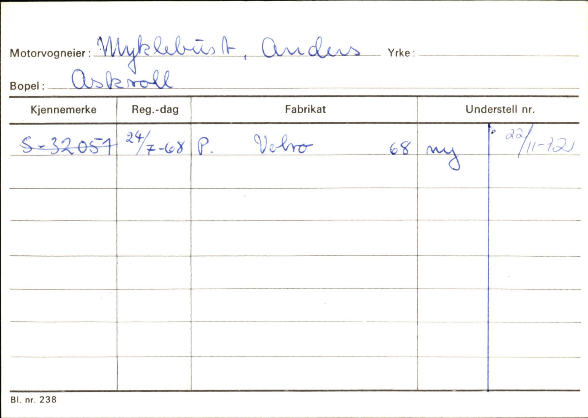 Statens vegvesen, Sogn og Fjordane vegkontor, AV/SAB-A-5301/4/F/L0132: Eigarregister Askvoll A-Å. Balestrand A-Å, 1945-1975, s. 880
