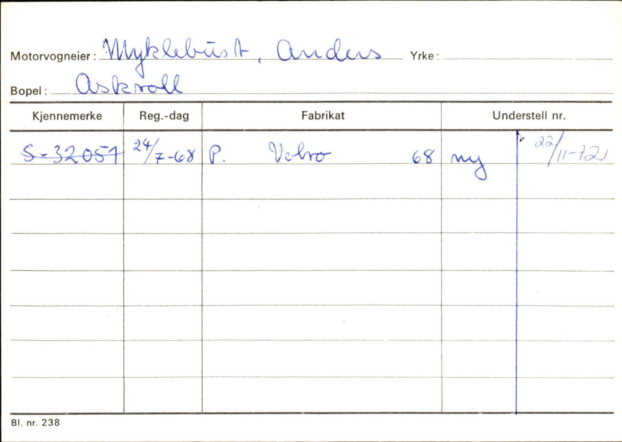 Statens vegvesen, Sogn og Fjordane vegkontor, SAB/A-5301/4/F/L0132: Eigarregister Askvoll A-Å. Balestrand A-Å, 1945-1975, s. 880