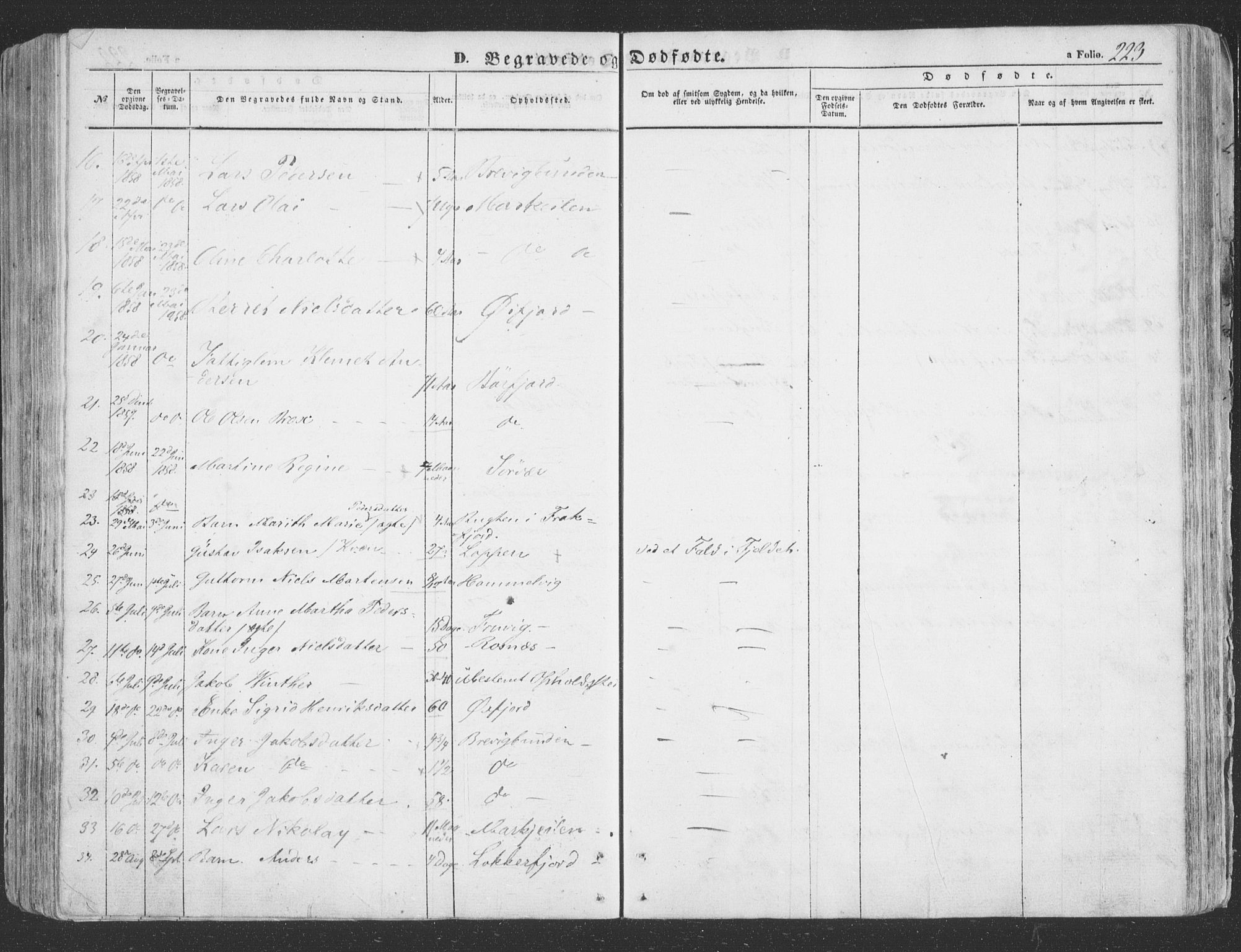 Loppa sokneprestkontor, AV/SATØ-S-1339/H/Ha/L0004kirke: Ministerialbok nr. 4, 1849-1868, s. 223