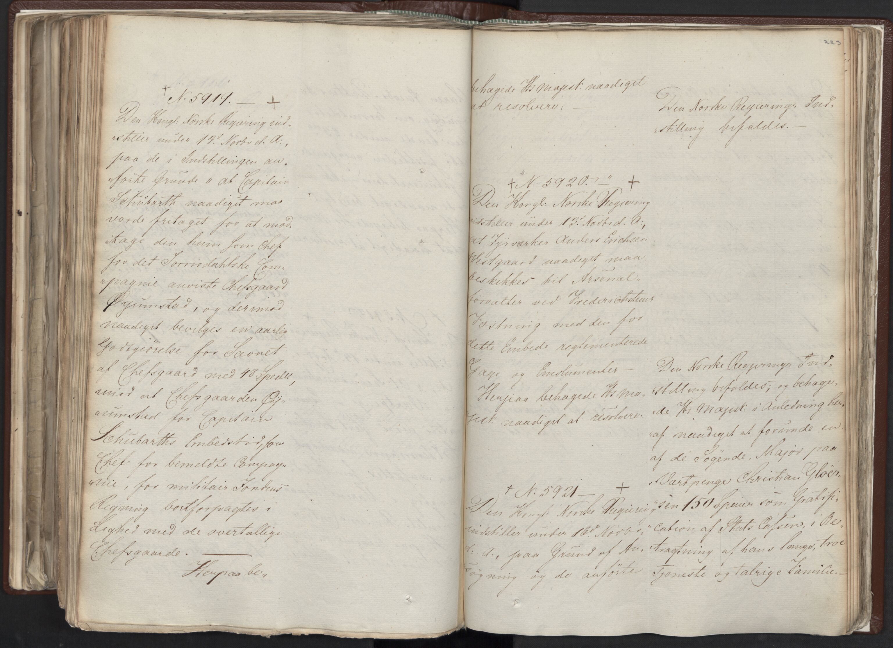 Statsrådssekretariatet, AV/RA-S-1001/A/Ab/L0012: Kgl. res. nr. 5679-6008 II, 1821, s. 222b-223a