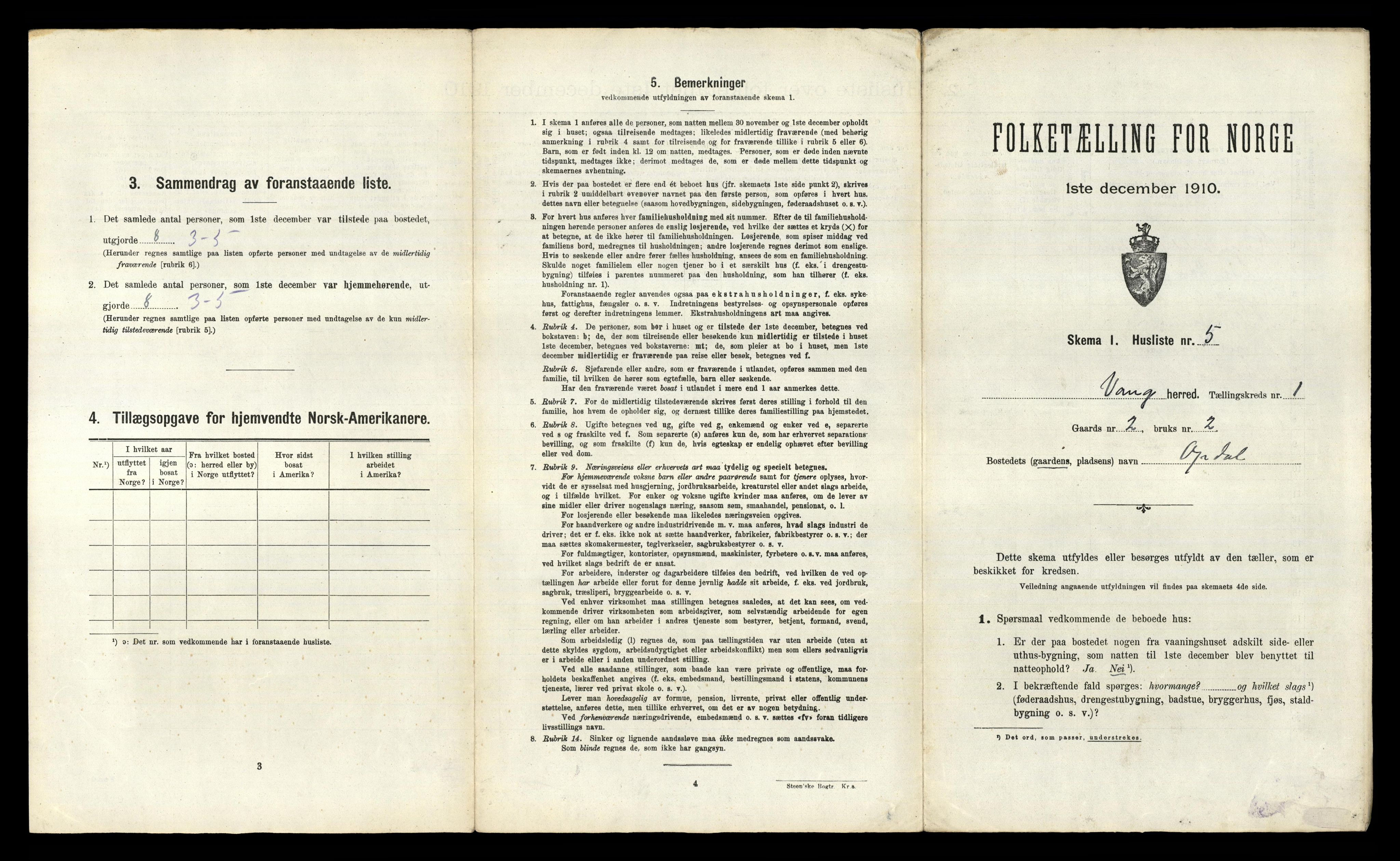 RA, Folketelling 1910 for 0545 Vang herred, 1910, s. 43