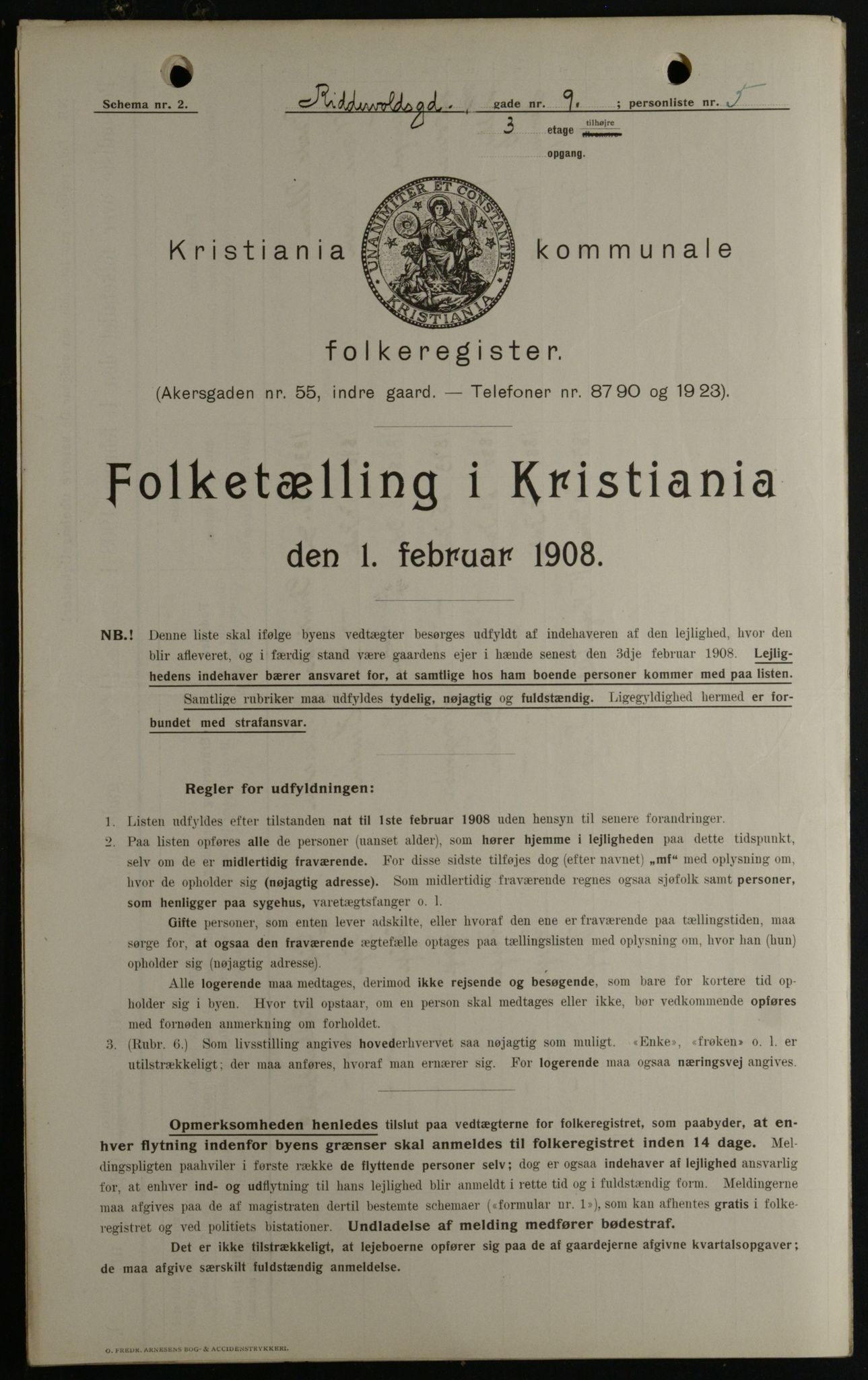 OBA, Kommunal folketelling 1.2.1908 for Kristiania kjøpstad, 1908, s. 74676