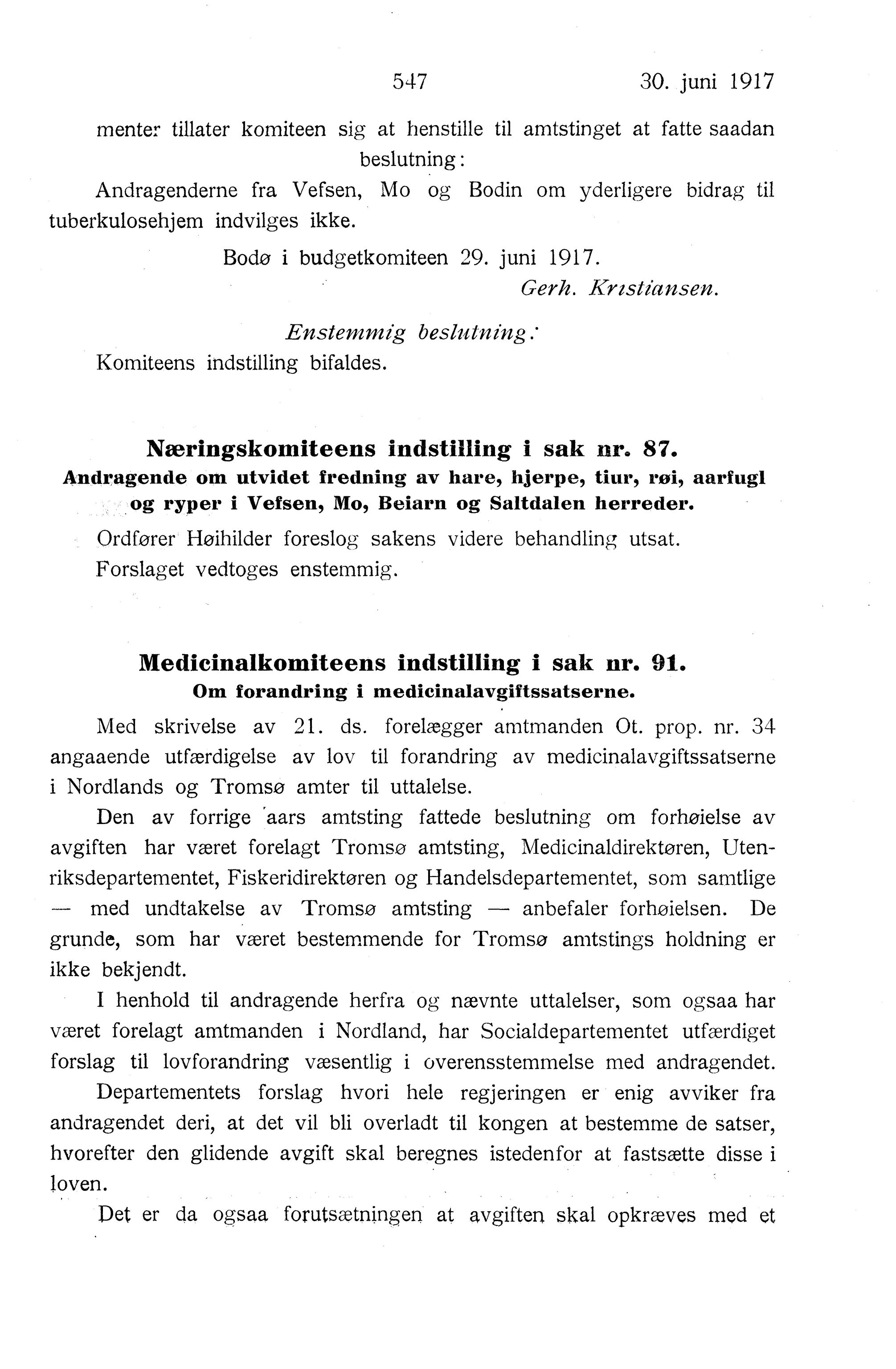 Nordland Fylkeskommune. Fylkestinget, AIN/NFK-17/176/A/Ac/L0040: Fylkestingsforhandlinger 1917, 1917