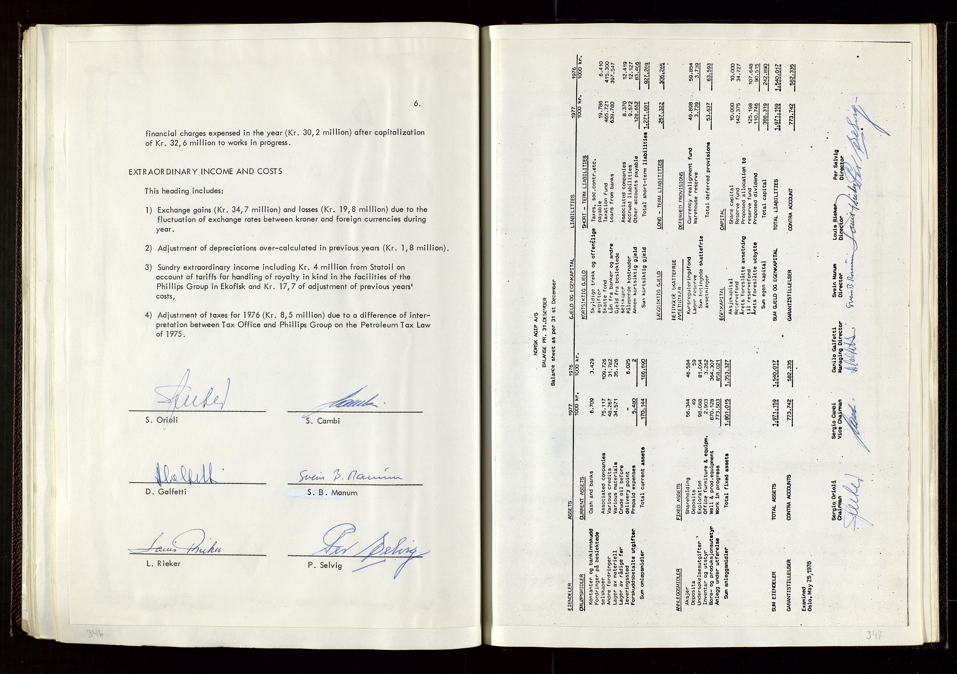 Pa 1583 - Norsk Agip AS, AV/SAST-A-102138/A/Aa/L0002: General assembly and Board of Directors meeting minutes, 1972-1979, s. 346-347