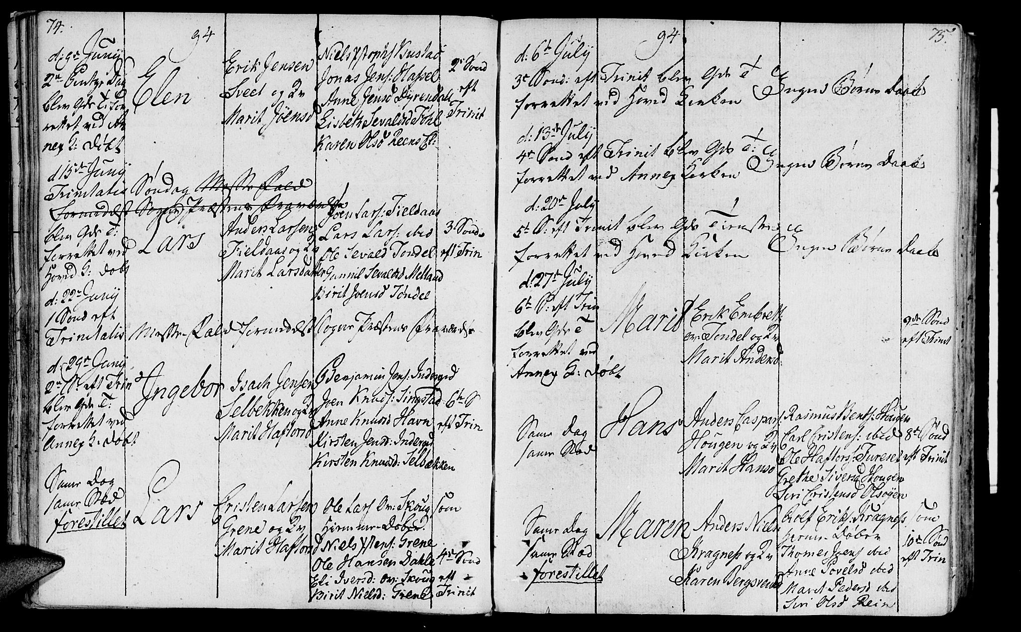 Ministerialprotokoller, klokkerbøker og fødselsregistre - Sør-Trøndelag, AV/SAT-A-1456/646/L0606: Ministerialbok nr. 646A04, 1791-1805, s. 74-75