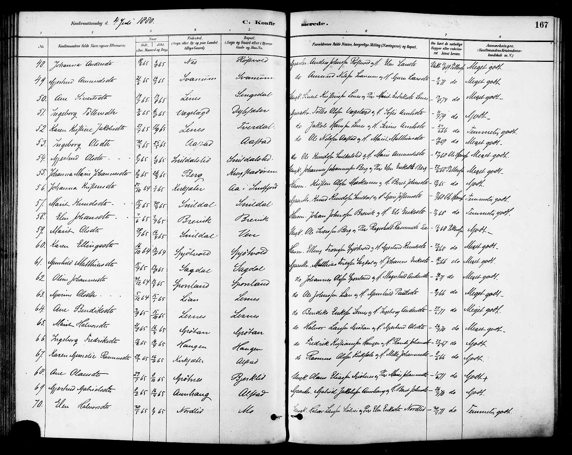 Ministerialprotokoller, klokkerbøker og fødselsregistre - Sør-Trøndelag, SAT/A-1456/630/L0496: Ministerialbok nr. 630A09, 1879-1895, s. 167