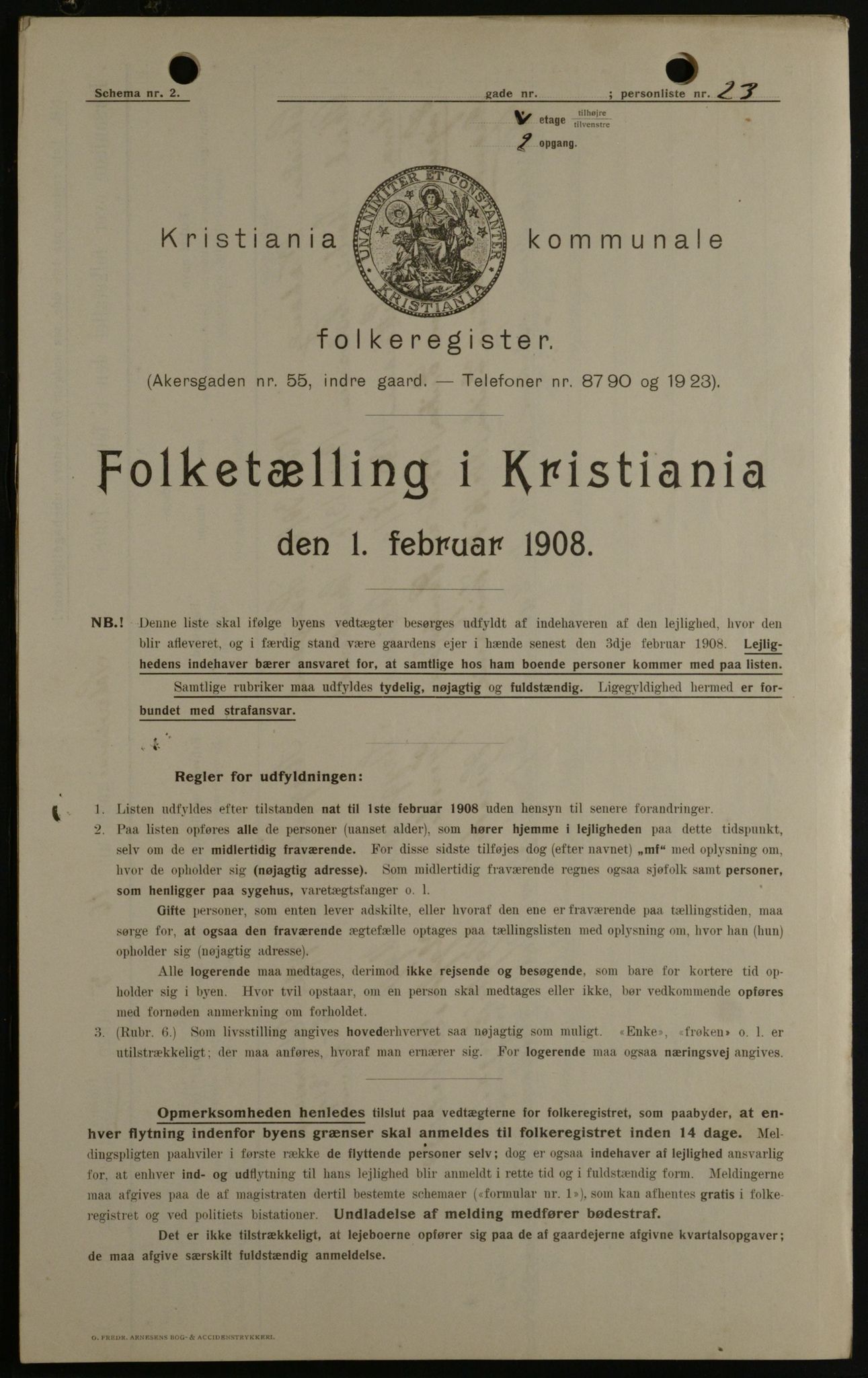 OBA, Kommunal folketelling 1.2.1908 for Kristiania kjøpstad, 1908, s. 83518