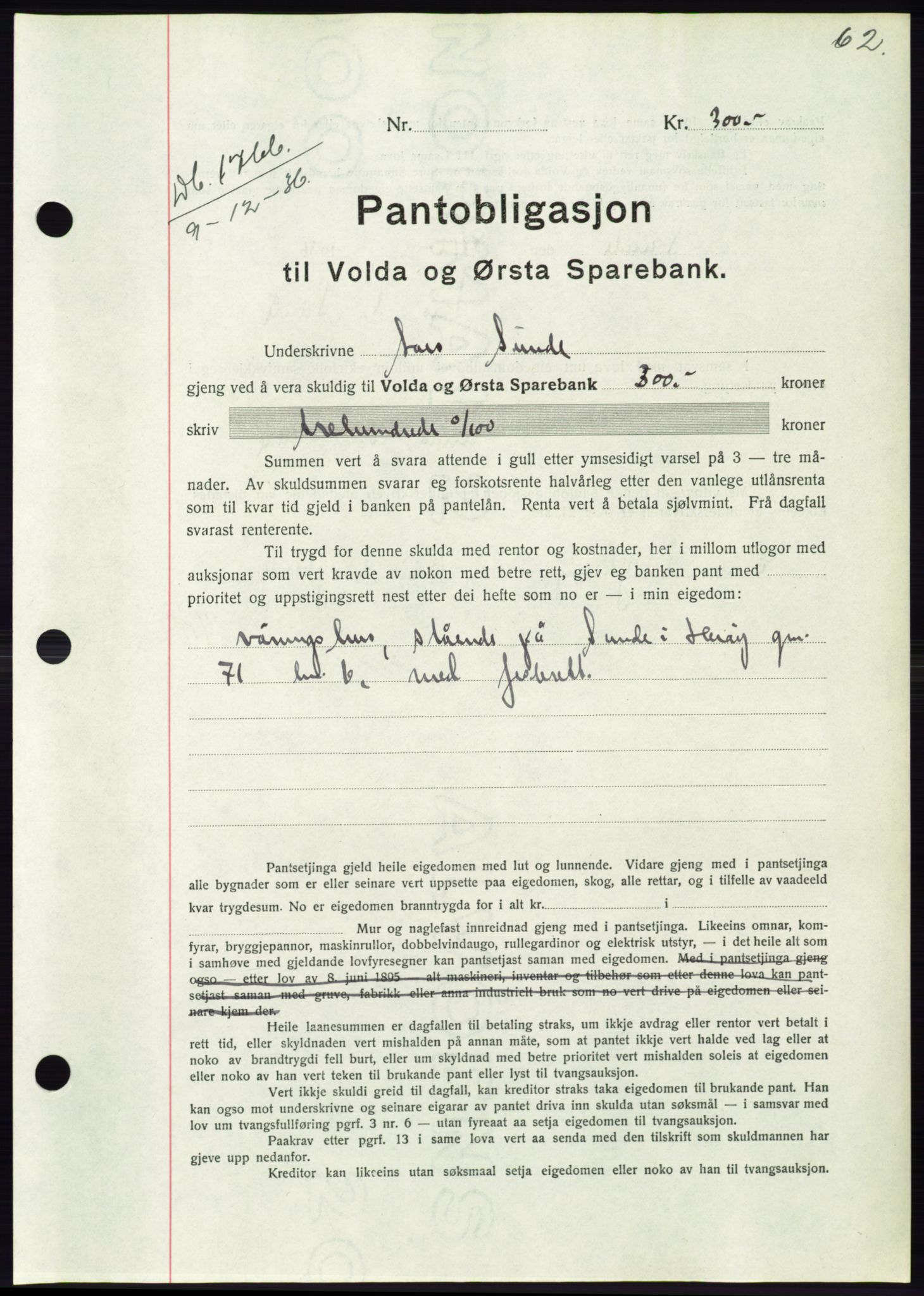 Søre Sunnmøre sorenskriveri, AV/SAT-A-4122/1/2/2C/L0062: Pantebok nr. 56, 1936-1937, Dagboknr: 1766/1936