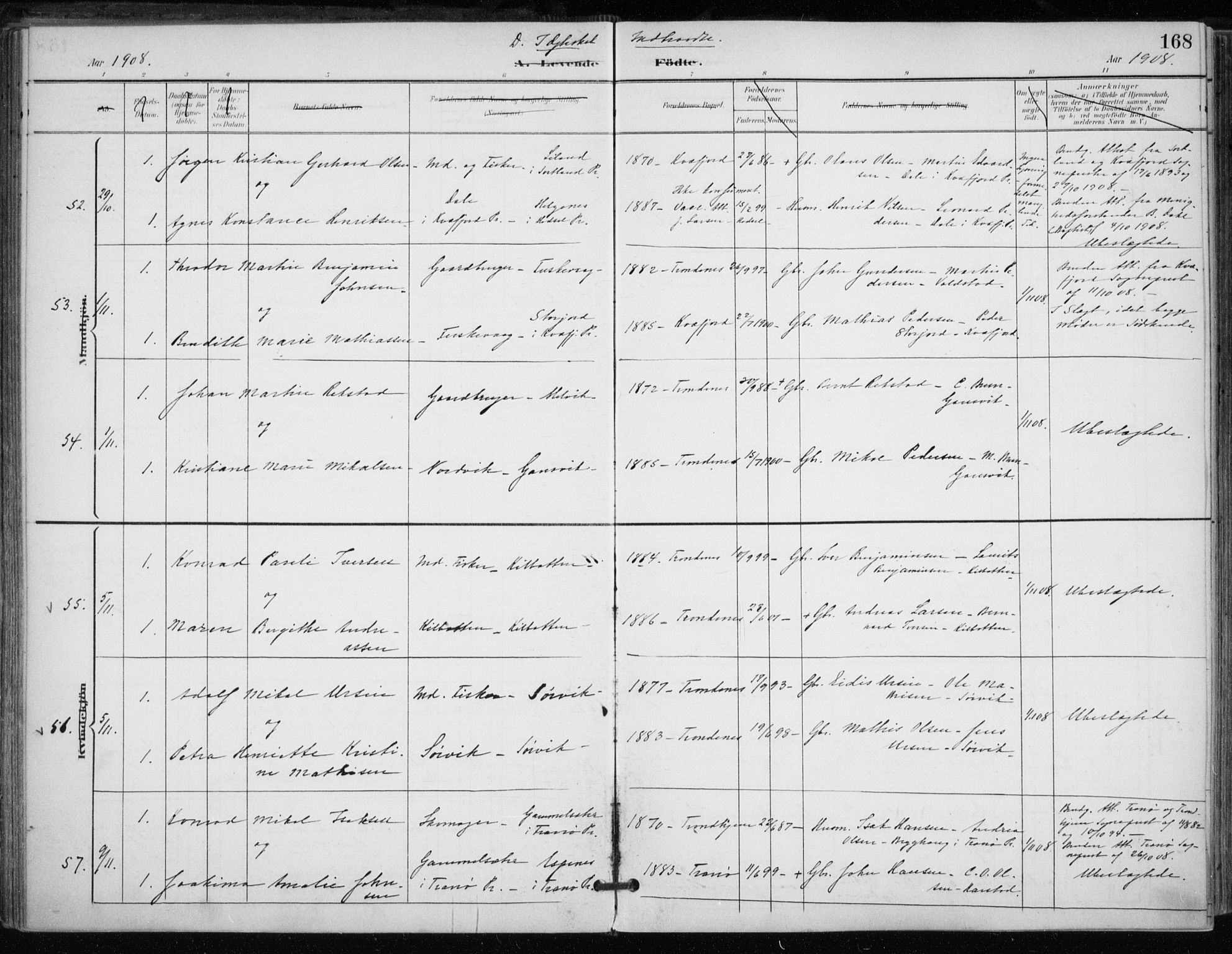 Trondenes sokneprestkontor, AV/SATØ-S-1319/H/Ha/L0017kirke: Ministerialbok nr. 17, 1899-1908, s. 168