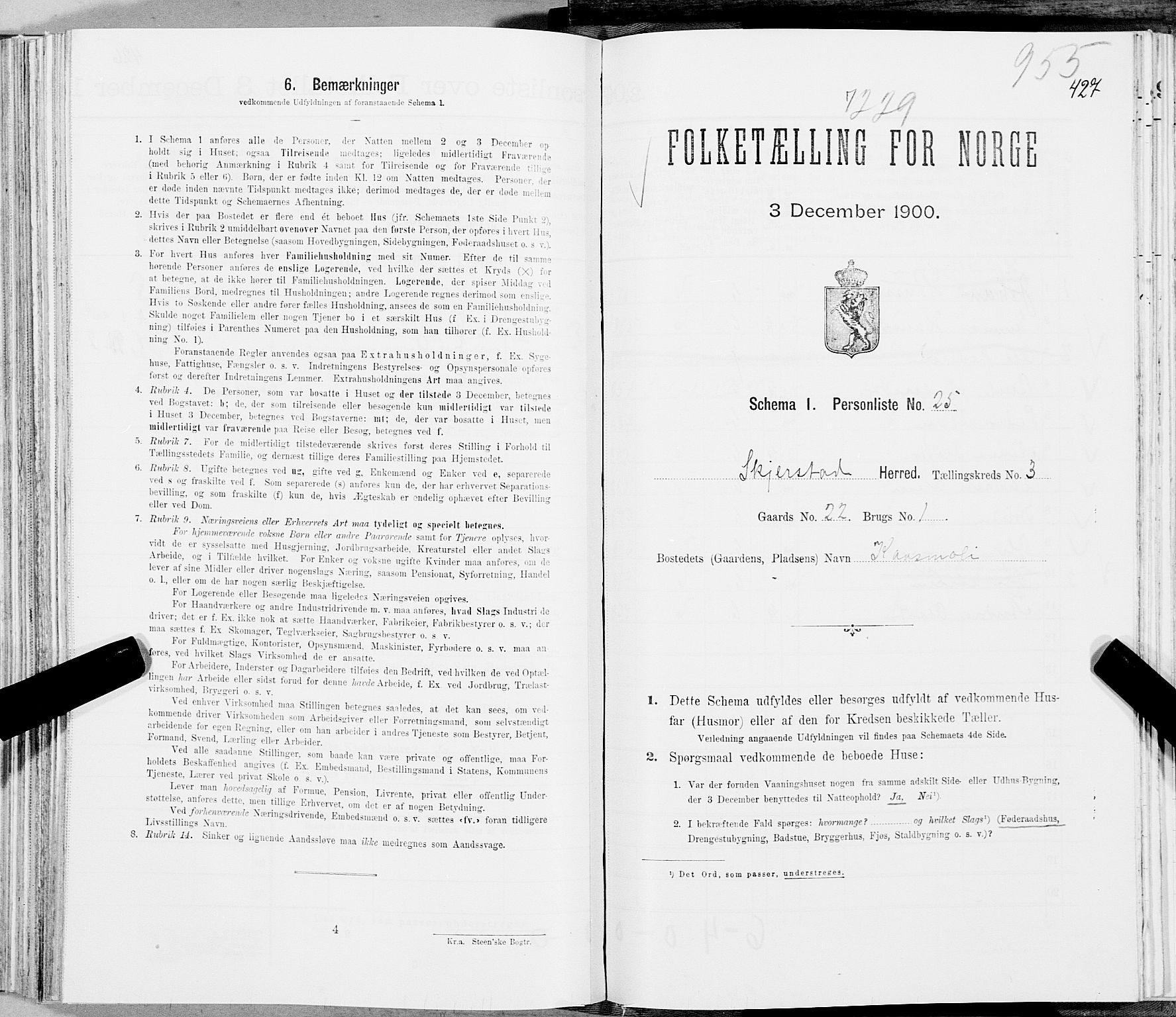SAT, Folketelling 1900 for 1842 Skjerstad herred, 1900, s. 427