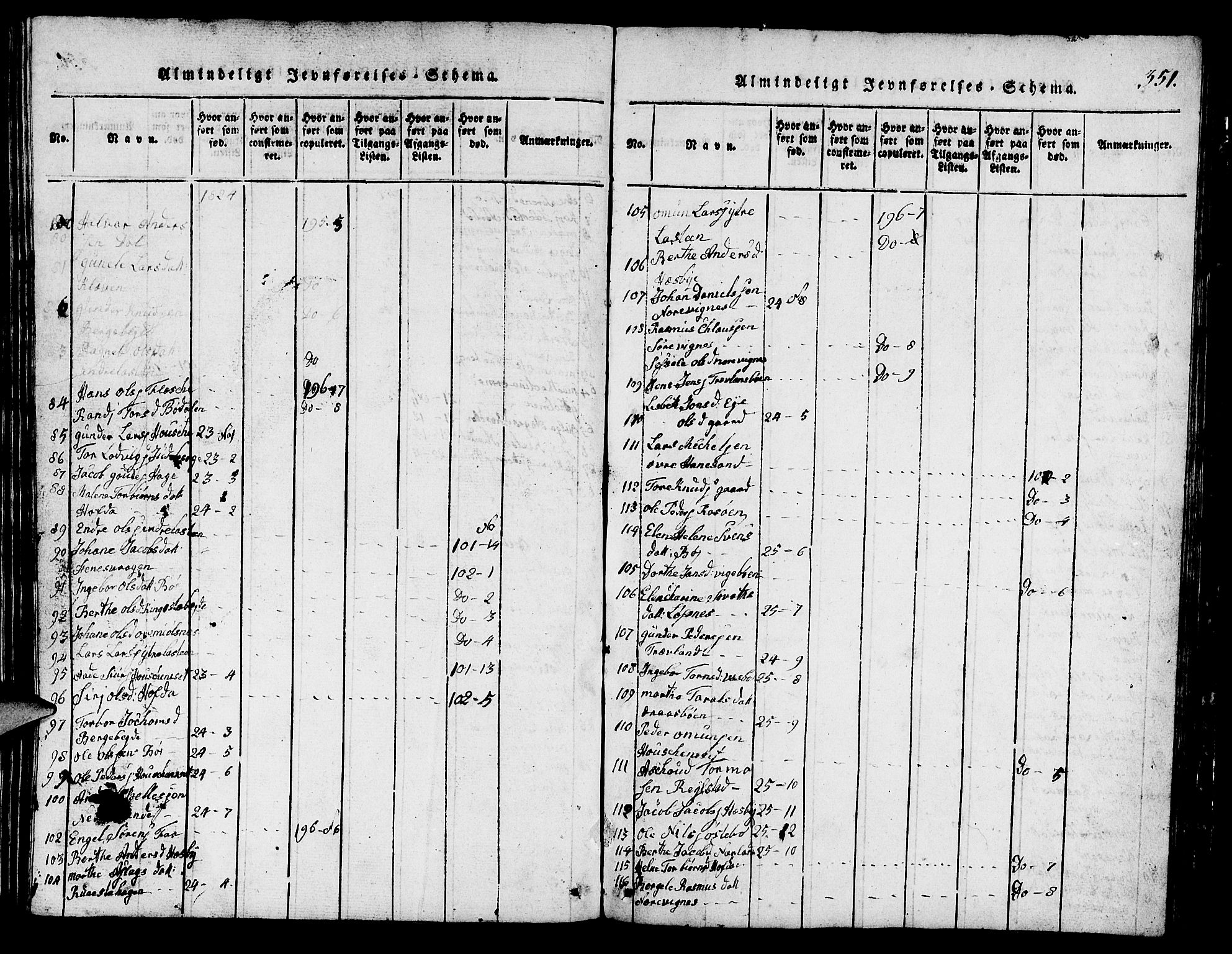 Finnøy sokneprestkontor, SAST/A-101825/H/Ha/Hab/L0001: Klokkerbok nr. B 1, 1816-1856, s. 351