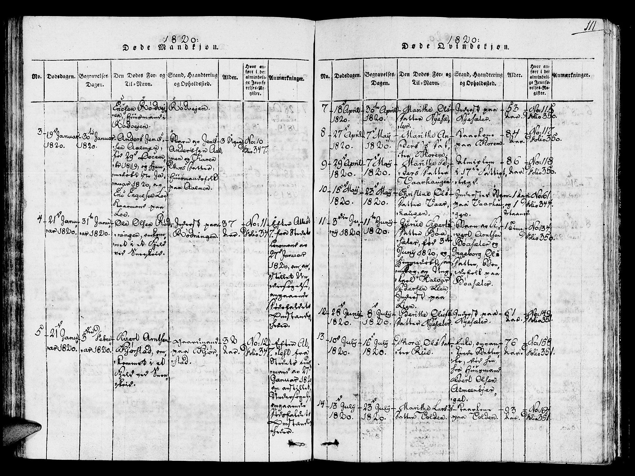 Ministerialprotokoller, klokkerbøker og fødselsregistre - Sør-Trøndelag, SAT/A-1456/678/L0895: Ministerialbok nr. 678A05 /1, 1816-1821, s. 111