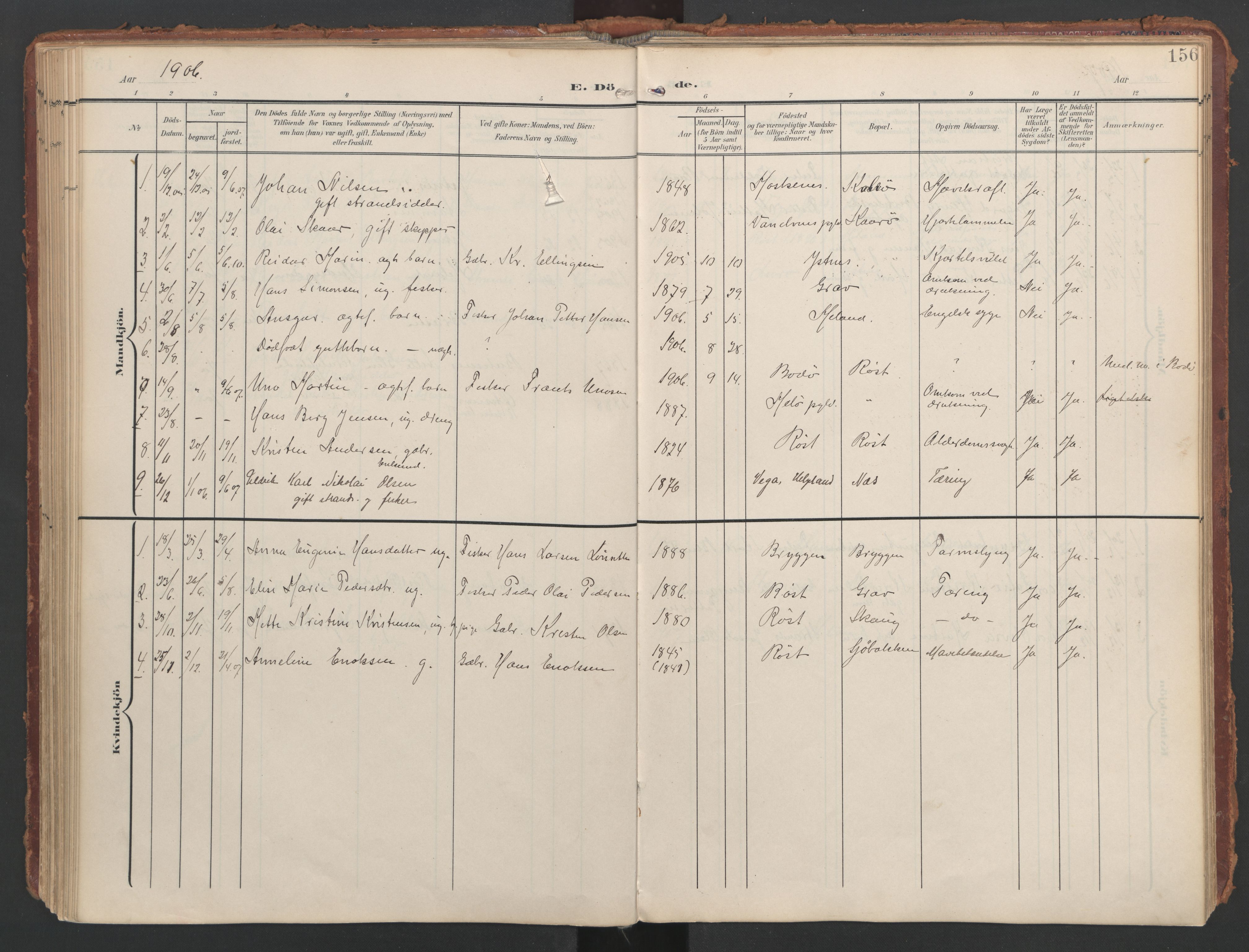 Ministerialprotokoller, klokkerbøker og fødselsregistre - Nordland, AV/SAT-A-1459/808/L0129: Ministerialbok nr. 808A02, 1903-1931, s. 156