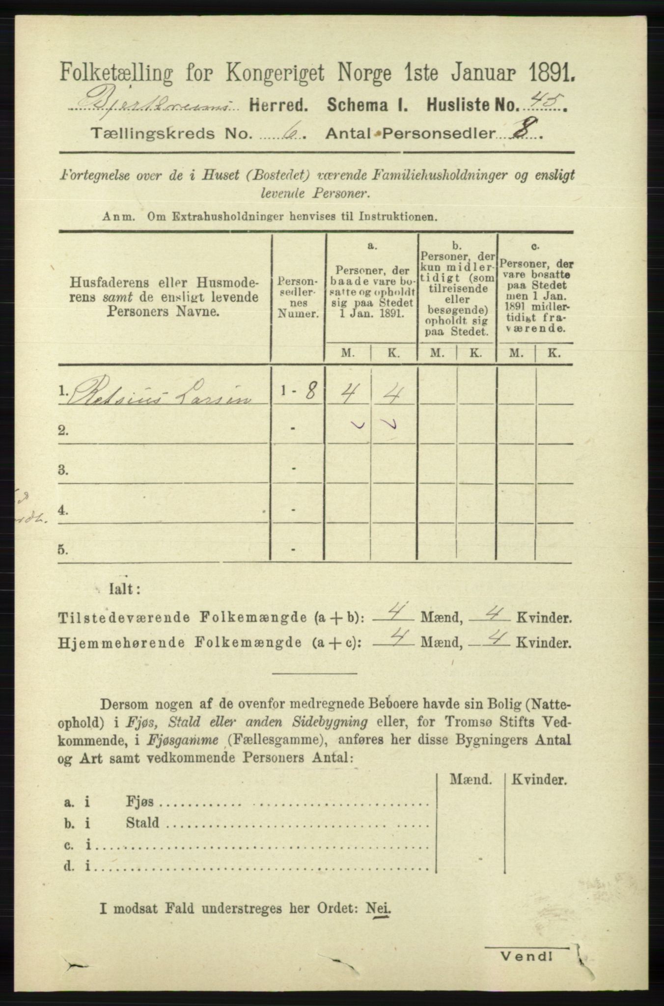 RA, Folketelling 1891 for 1114 Bjerkreim herred, 1891, s. 2046