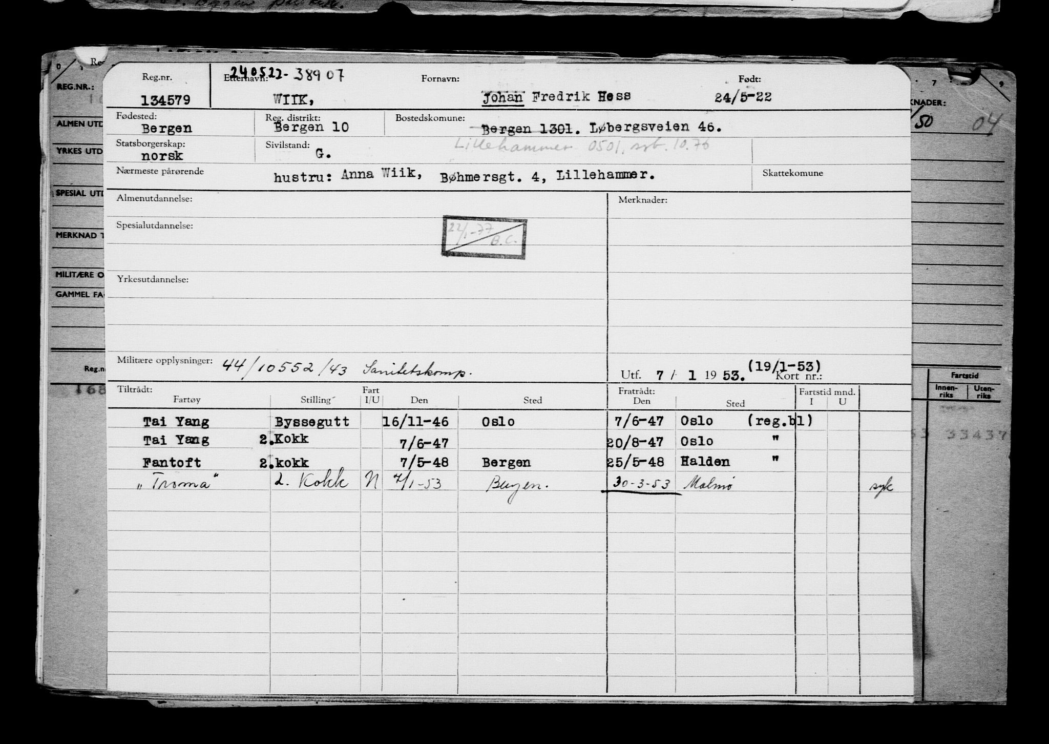 Direktoratet for sjømenn, AV/RA-S-3545/G/Gb/L0206: Hovedkort, 1922, s. 697