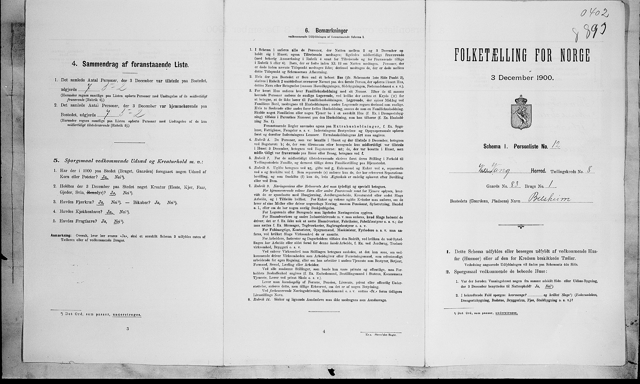 SAH, Folketelling 1900 for 0545 Vang herred, 1900, s. 60