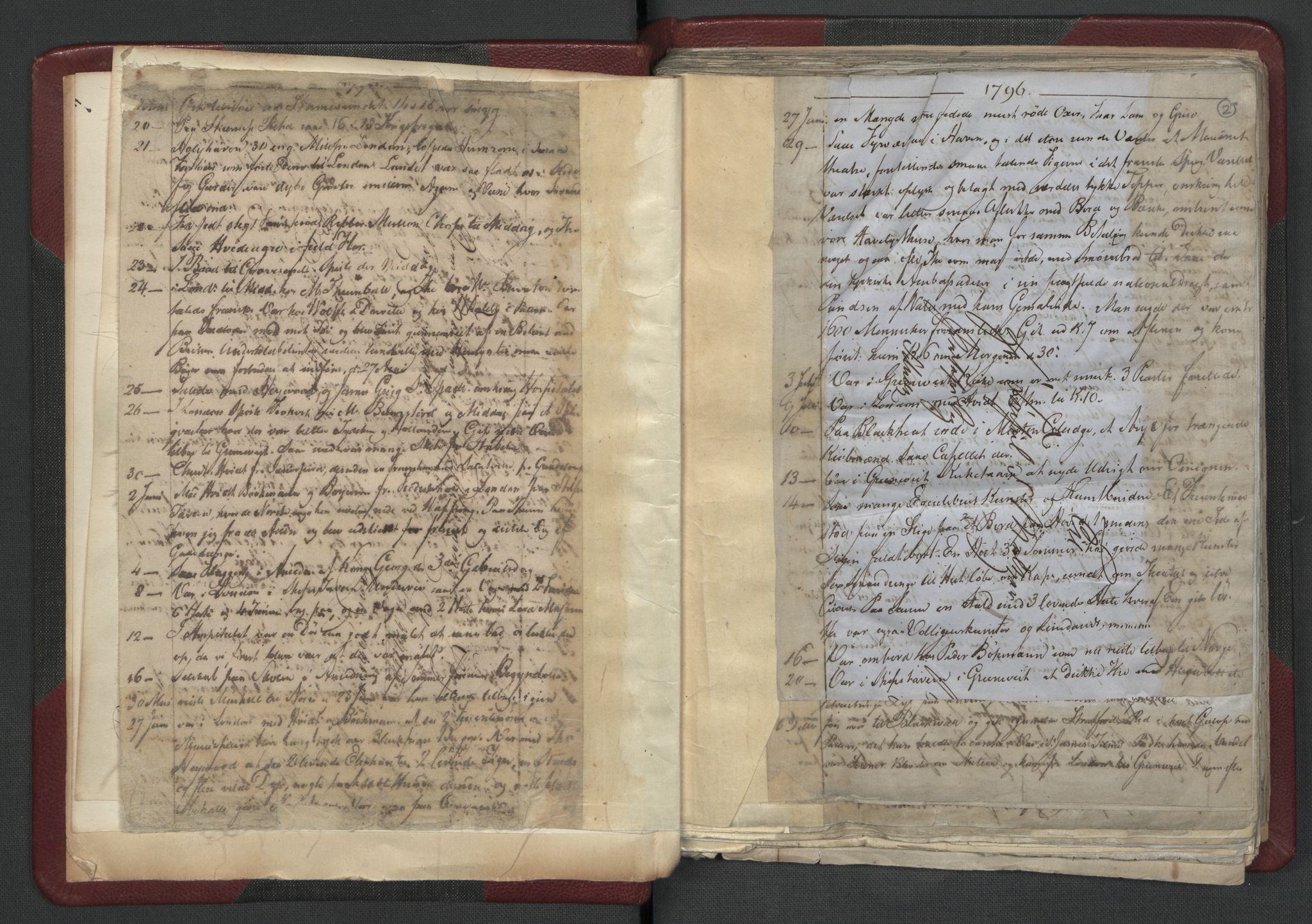 Meltzer, Fredrik, AV/RA-PA-0028/F/L0001: Dagbok for årene 1796-1808, 1811, 1817, 1796-1817, s. 1b-2a