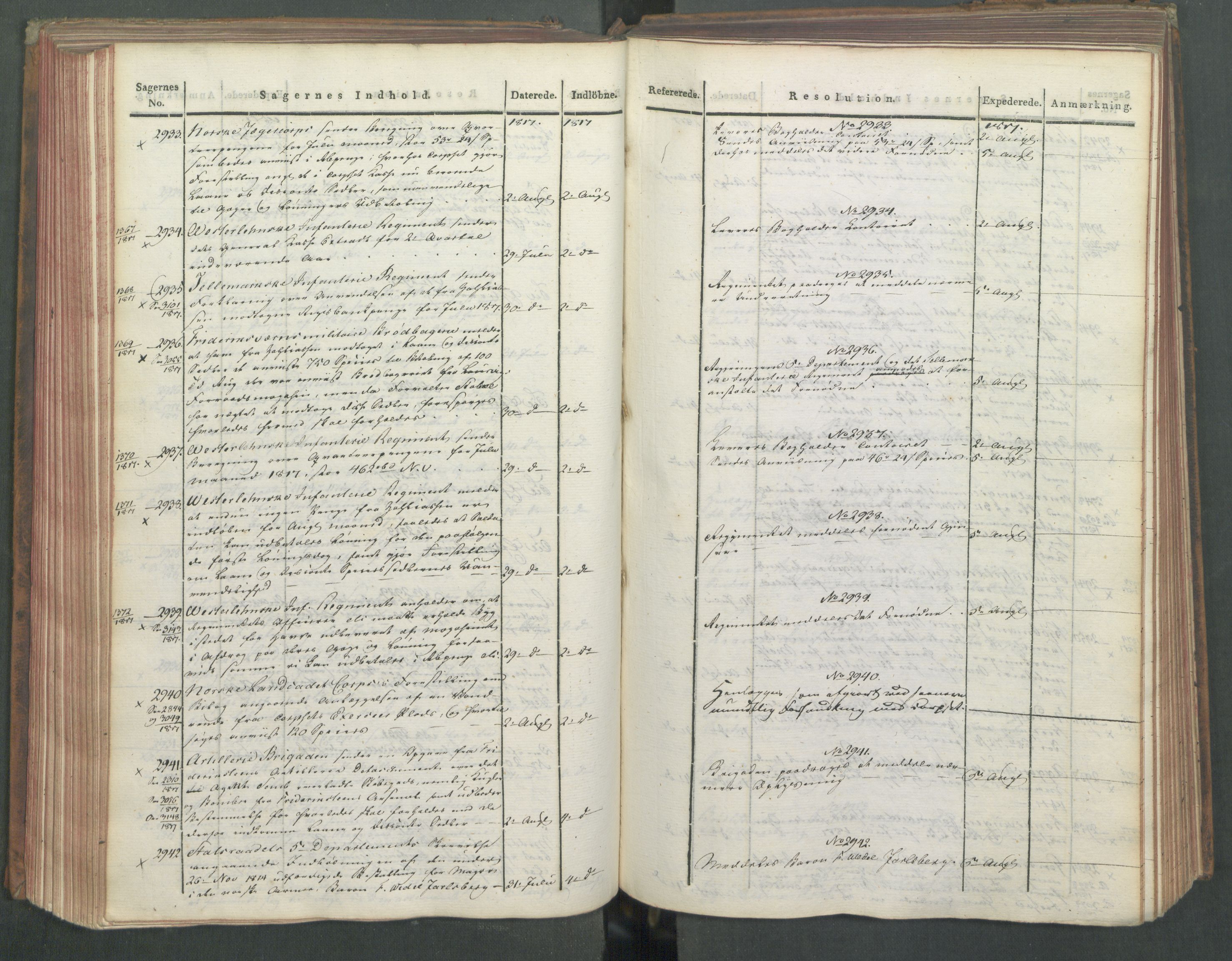 Armédepartementet, AV/RA-RAFA-3493/C/Ca/L0012: 6. Departements Journal, 1817