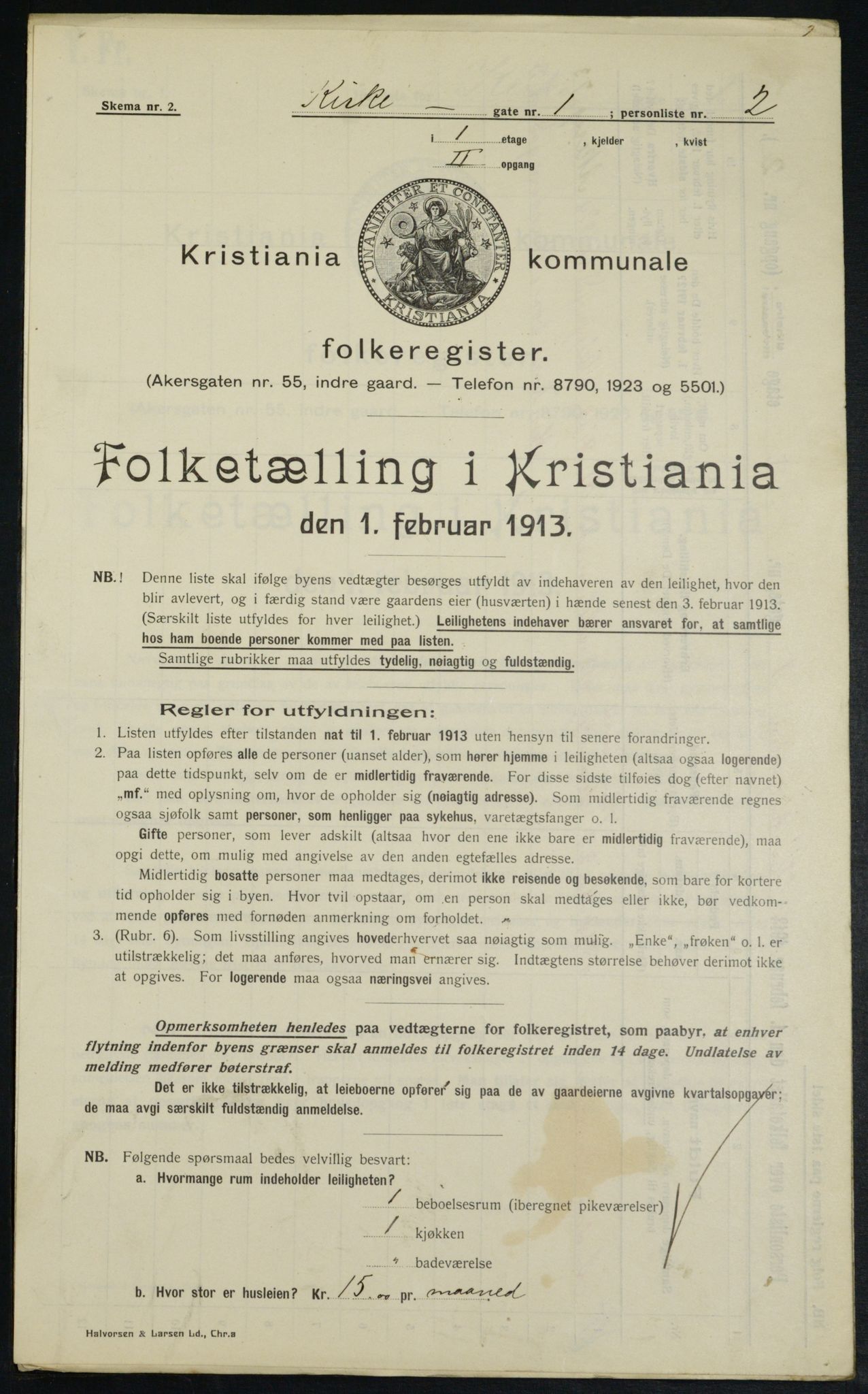 OBA, Kommunal folketelling 1.2.1913 for Kristiania, 1913, s. 49486