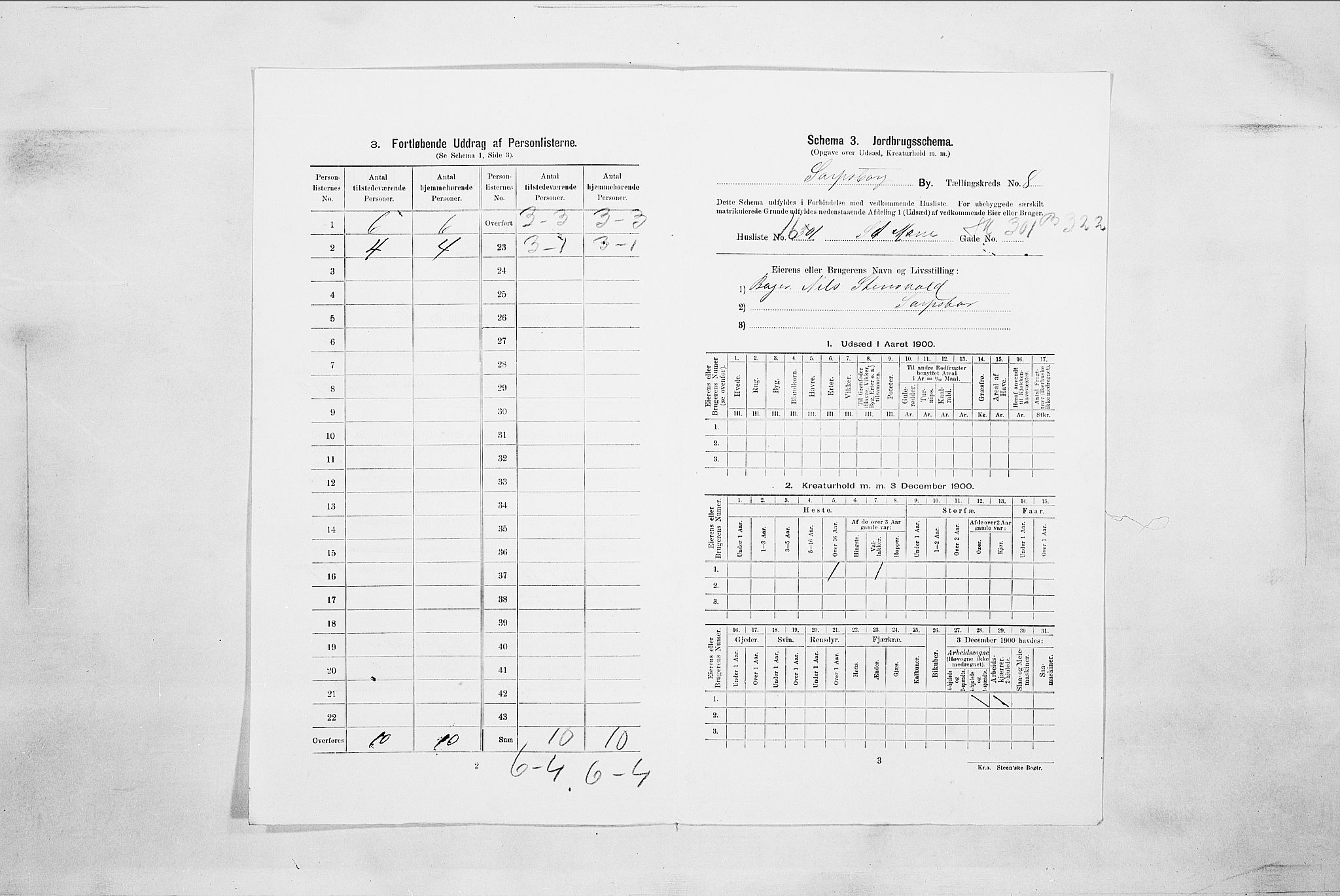 SAO, Folketelling 1900 for 0102 Sarpsborg kjøpstad, 1900