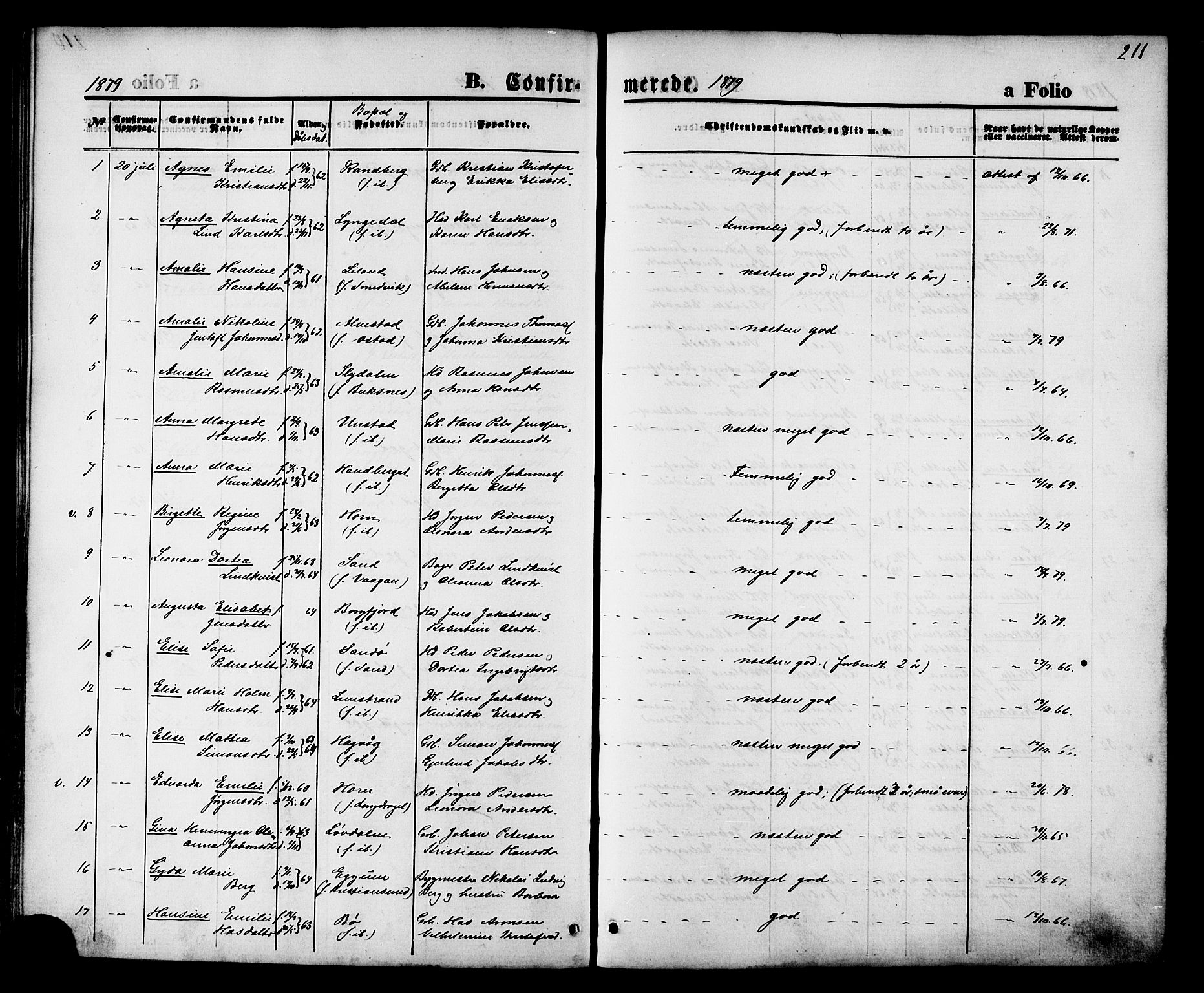 Ministerialprotokoller, klokkerbøker og fødselsregistre - Nordland, AV/SAT-A-1459/880/L1132: Ministerialbok nr. 880A06, 1869-1887, s. 211