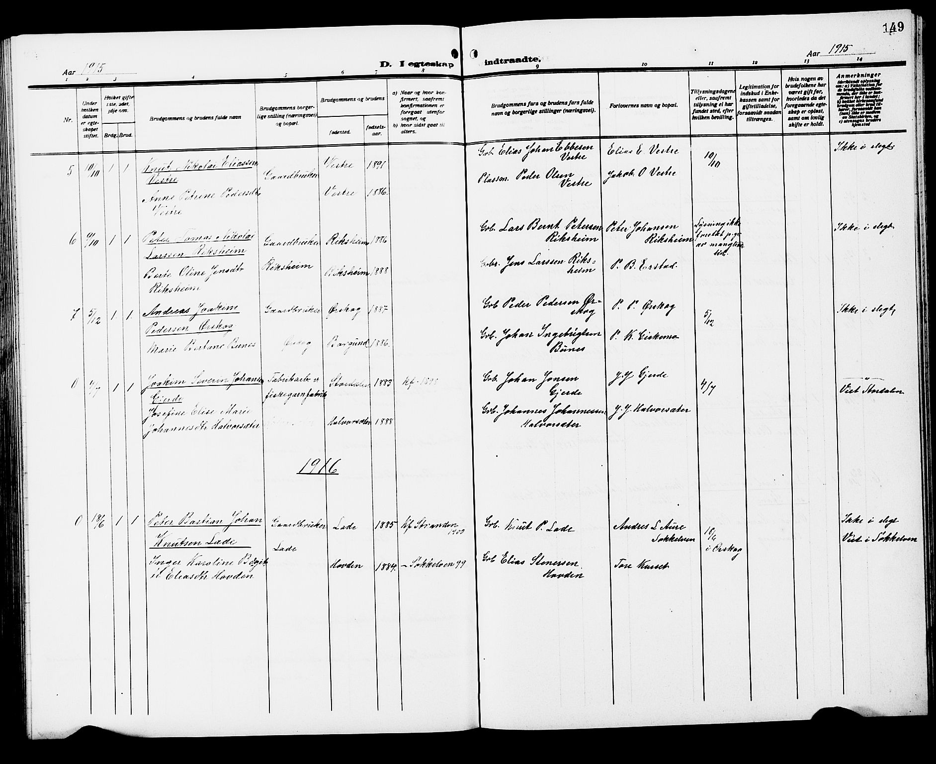 Ministerialprotokoller, klokkerbøker og fødselsregistre - Møre og Romsdal, SAT/A-1454/522/L0328: Klokkerbok nr. 522C07, 1909-1925, s. 149