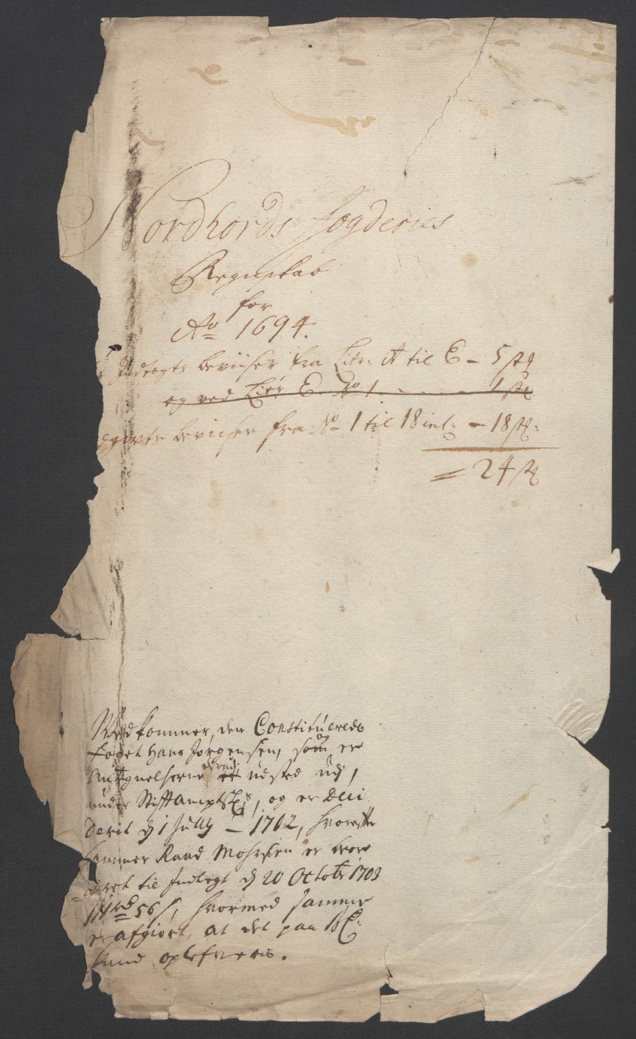 Rentekammeret inntil 1814, Reviderte regnskaper, Fogderegnskap, AV/RA-EA-4092/R51/L3183: Fogderegnskap Nordhordland og Voss, 1695-1697, s. 3