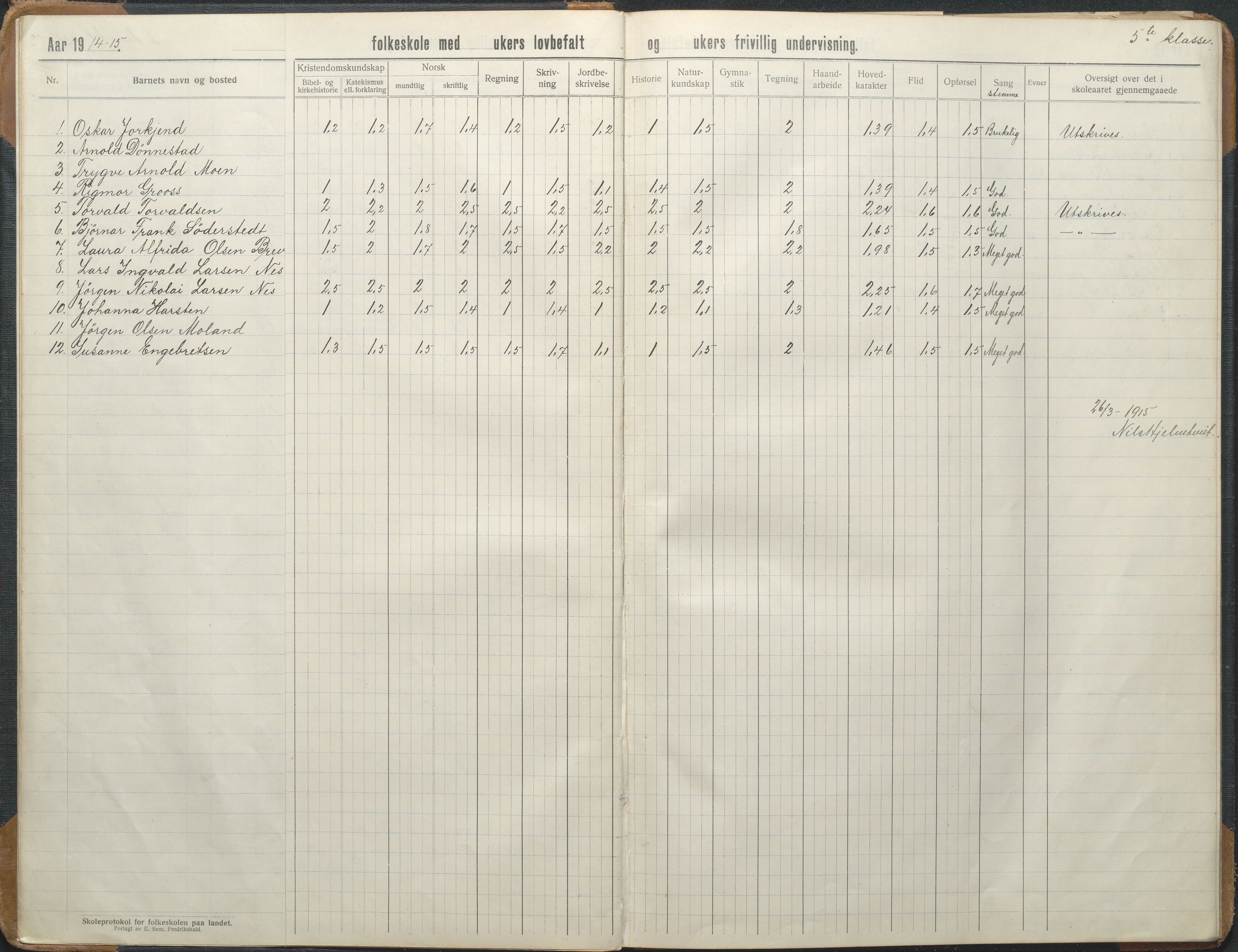 Stokken kommune, AAKS/KA0917-PK/04/04d/L0012: Skoleprotokoll, 1913-1938