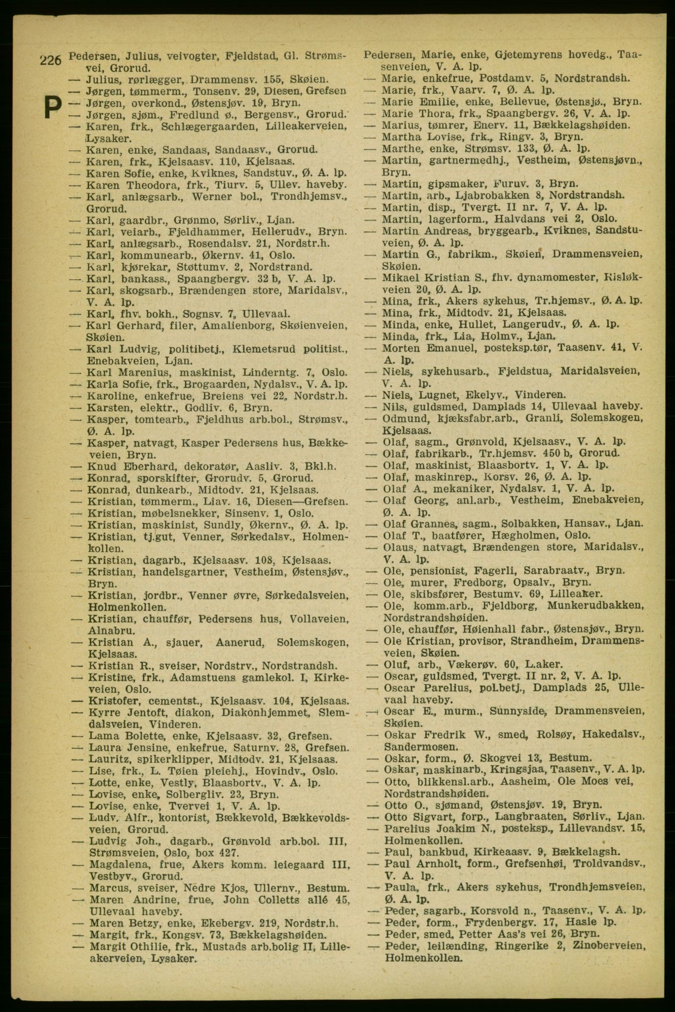 Aker adressebok/adressekalender, PUBL/001/A/004: Aker adressebok, 1929, s. 226