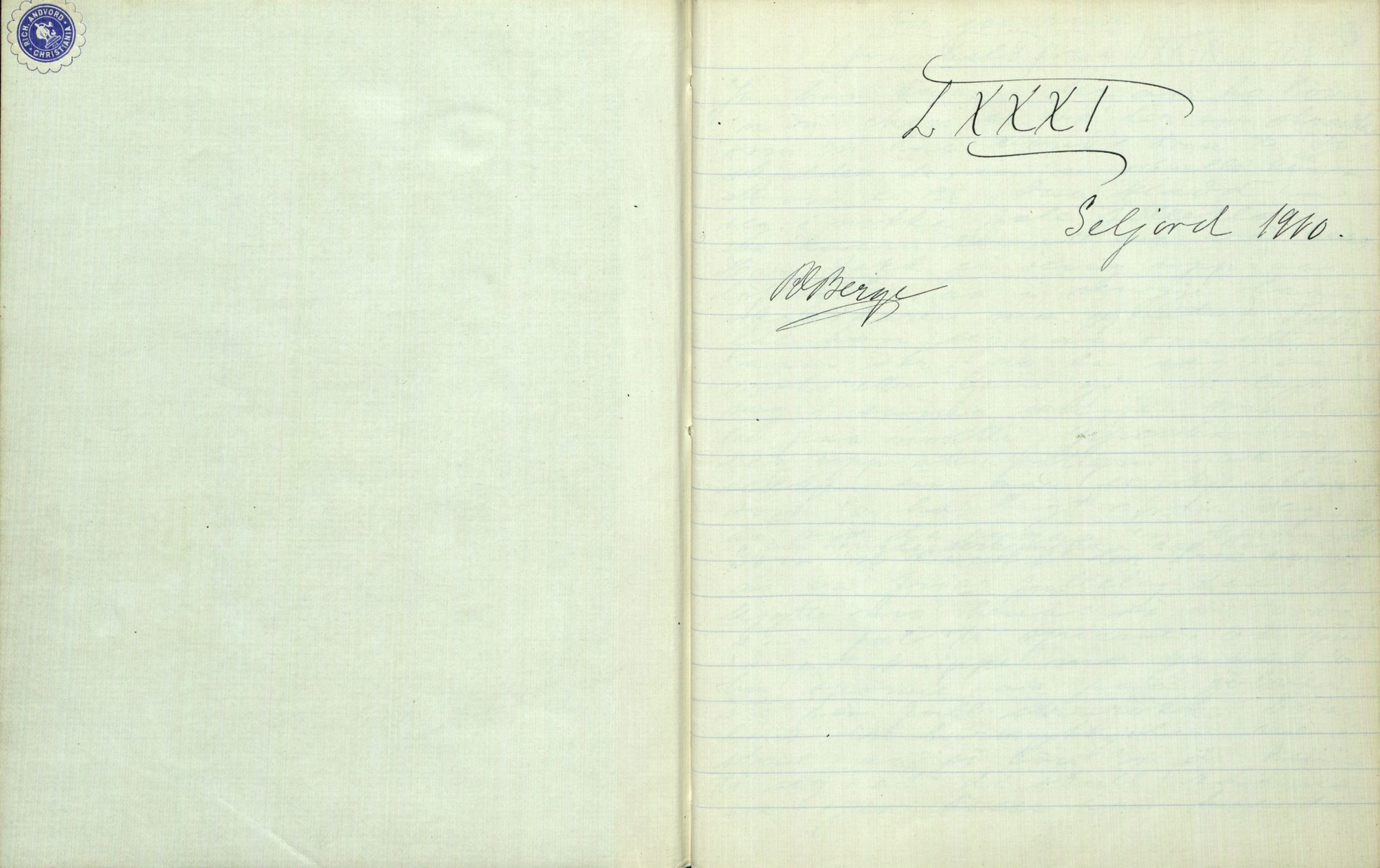 Rikard Berge, TEMU/TGM-A-1003/F/L0003/0022: 061-100 Innholdslister / 81 Seljord, 1910, s. 1