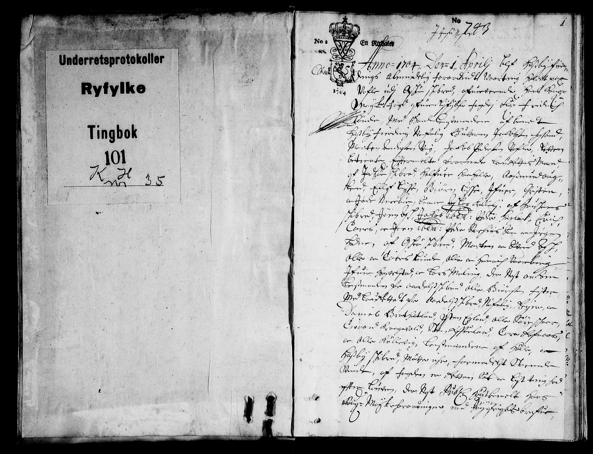 Ryfylke tingrett, AV/SAST-A-100055/001/I/IB/IBBa/L0035: Tingbok, Karmsund og Hesby, 1704, s. 0b-1a