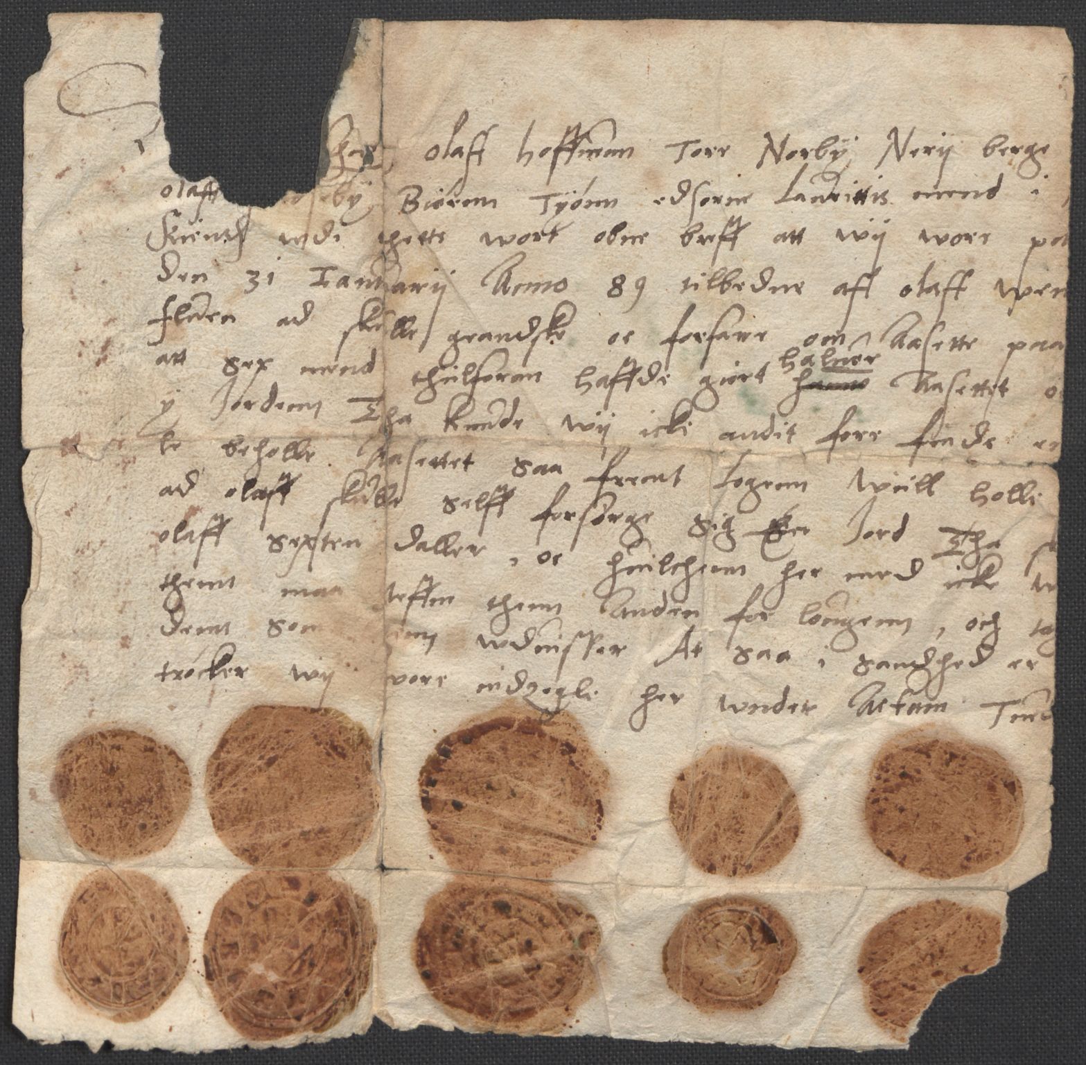 Riksarkivets diplomsamling, AV/RA-EA-5965/F02/L0090: Dokumenter, 1589, s. 9