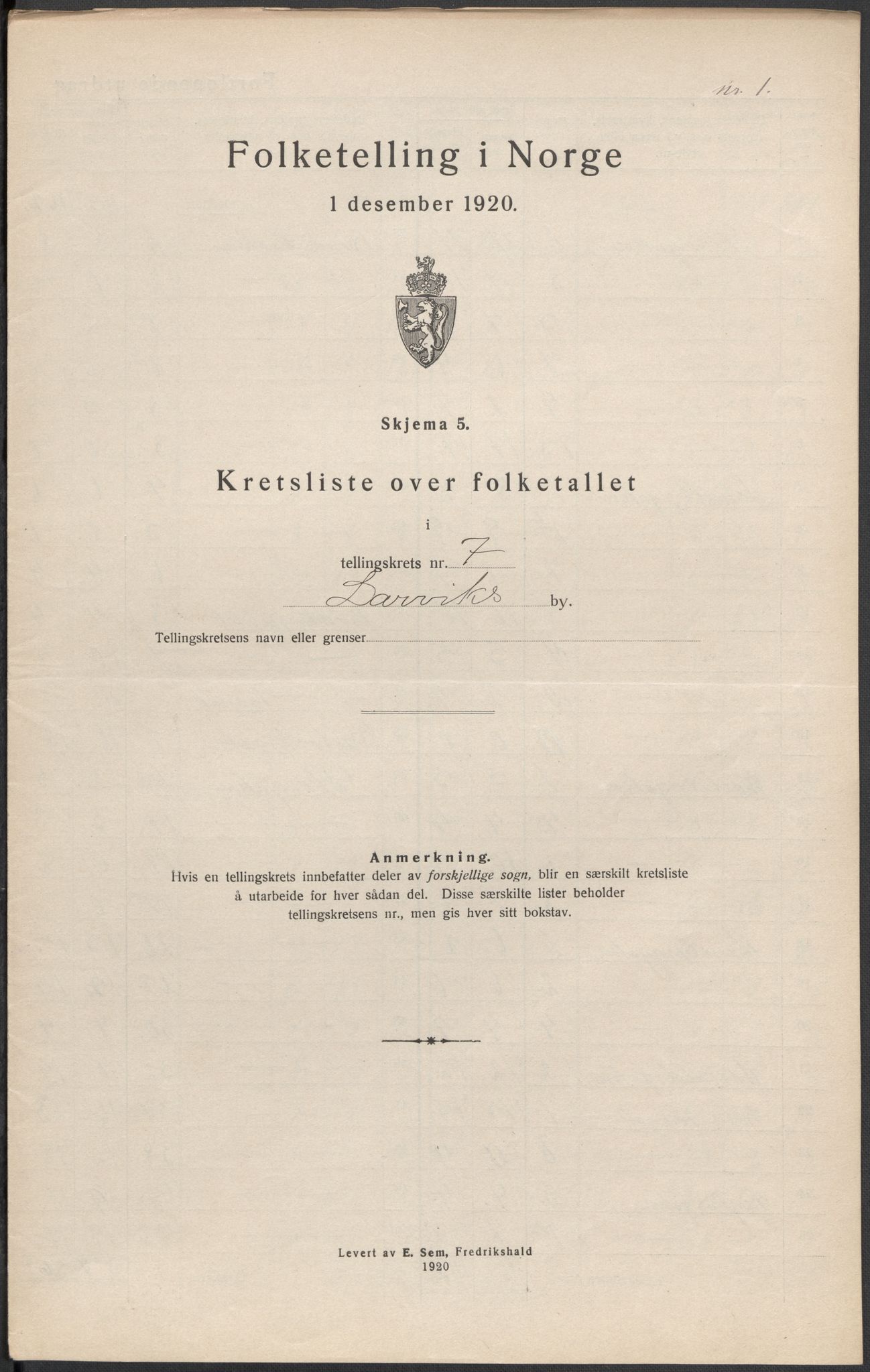 SAKO, Folketelling 1920 for 0707 Larvik kjøpstad, 1920, s. 37