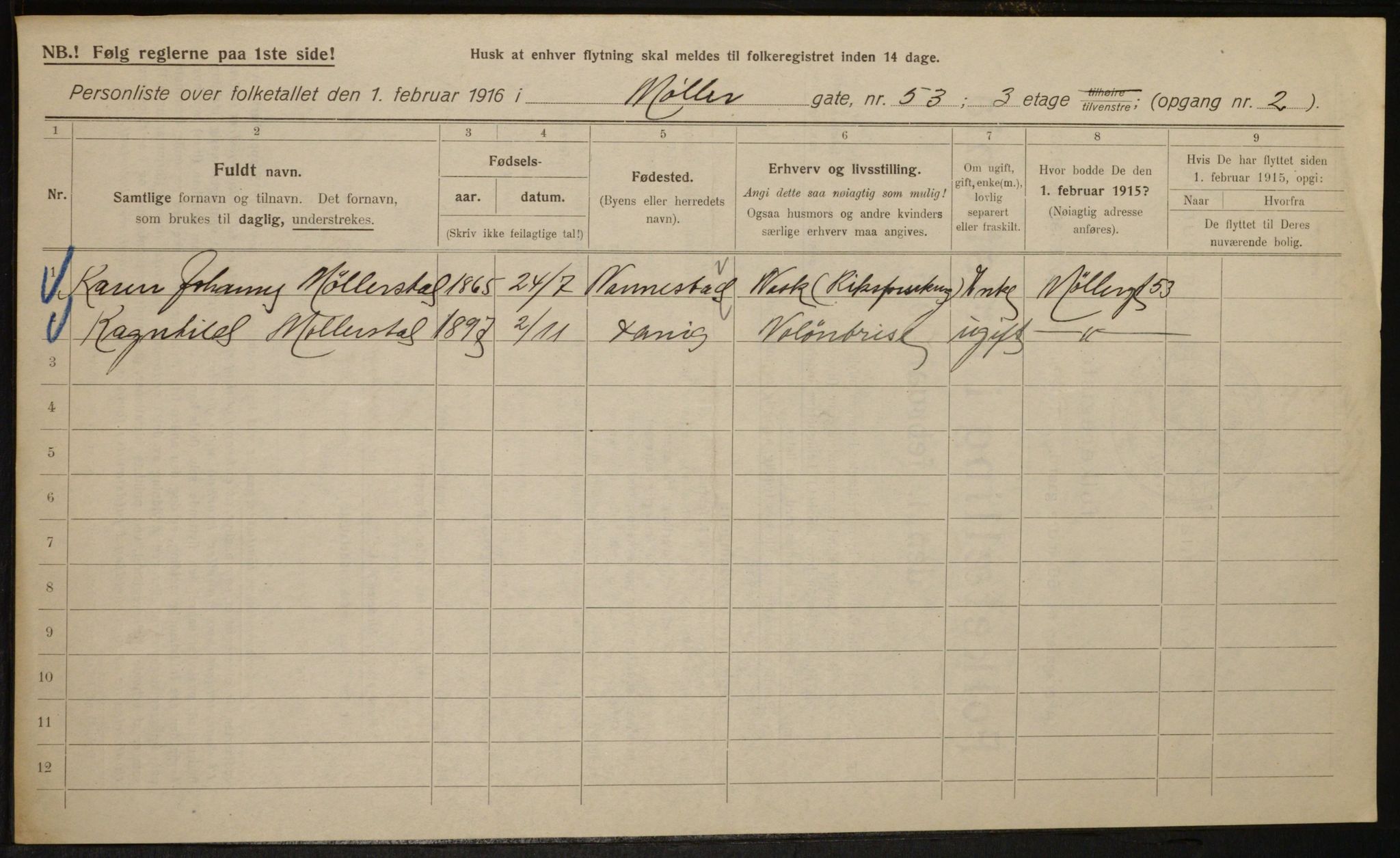 OBA, Kommunal folketelling 1.2.1916 for Kristiania, 1916, s. 70733