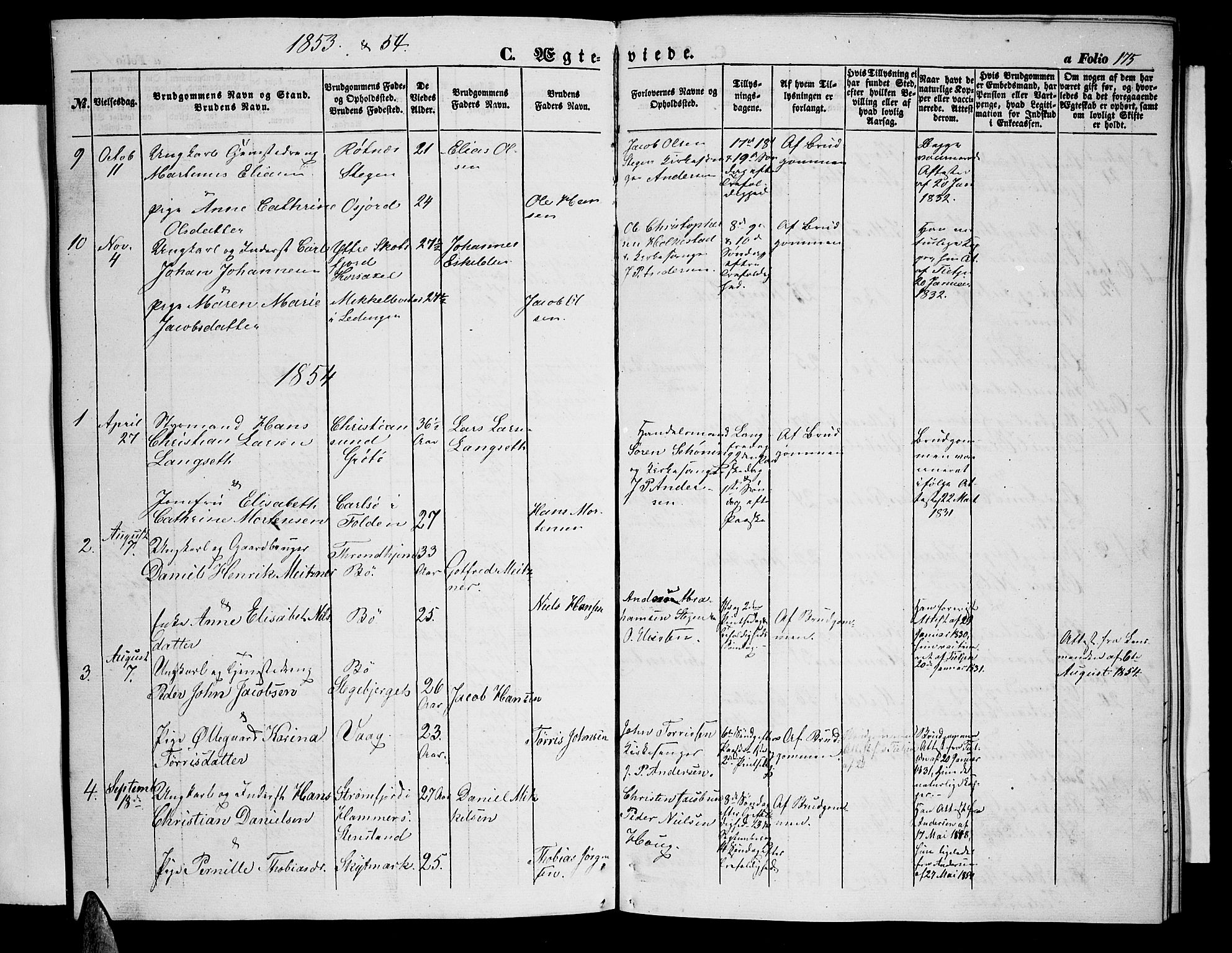 Ministerialprotokoller, klokkerbøker og fødselsregistre - Nordland, AV/SAT-A-1459/855/L0814: Klokkerbok nr. 855C03, 1851-1864, s. 175