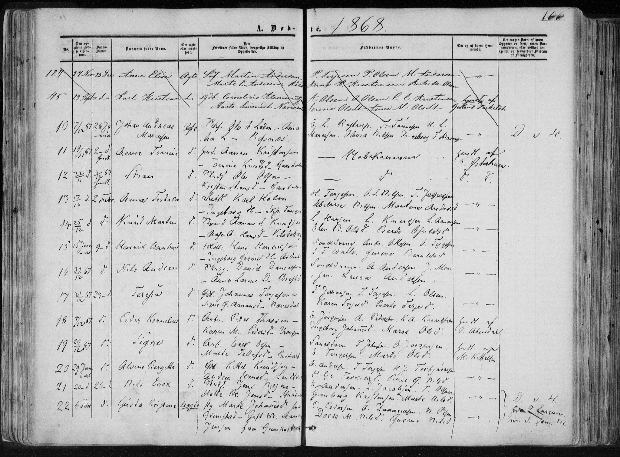 Øyestad sokneprestkontor, AV/SAK-1111-0049/F/Fa/L0015: Ministerialbok nr. A 15, 1857-1873, s. 106