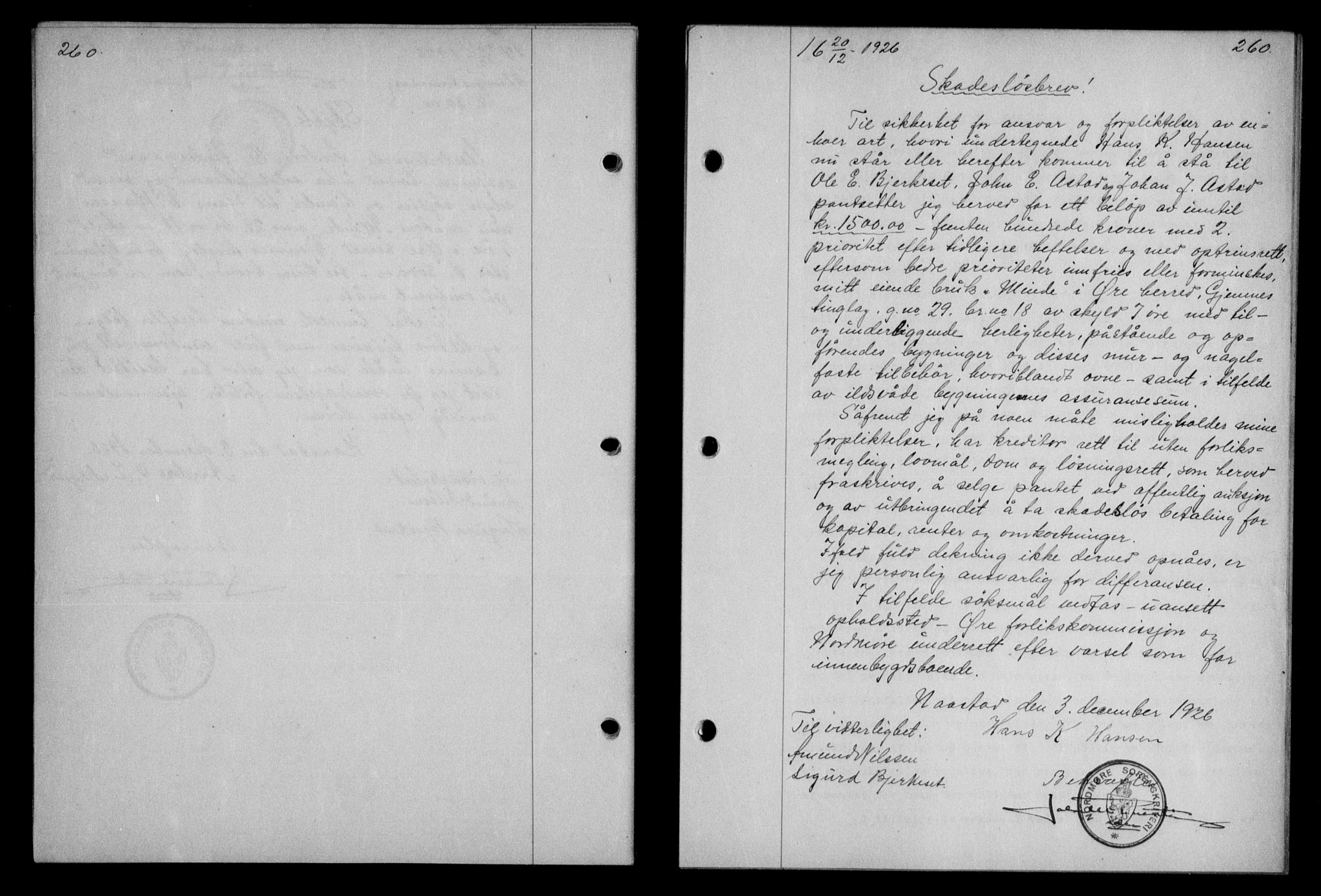 Nordmøre sorenskriveri, AV/SAT-A-4132/1/2/2Ca/L0061: Pantebok nr. 51, 1926-1927, Tingl.dato: 20.12.1926