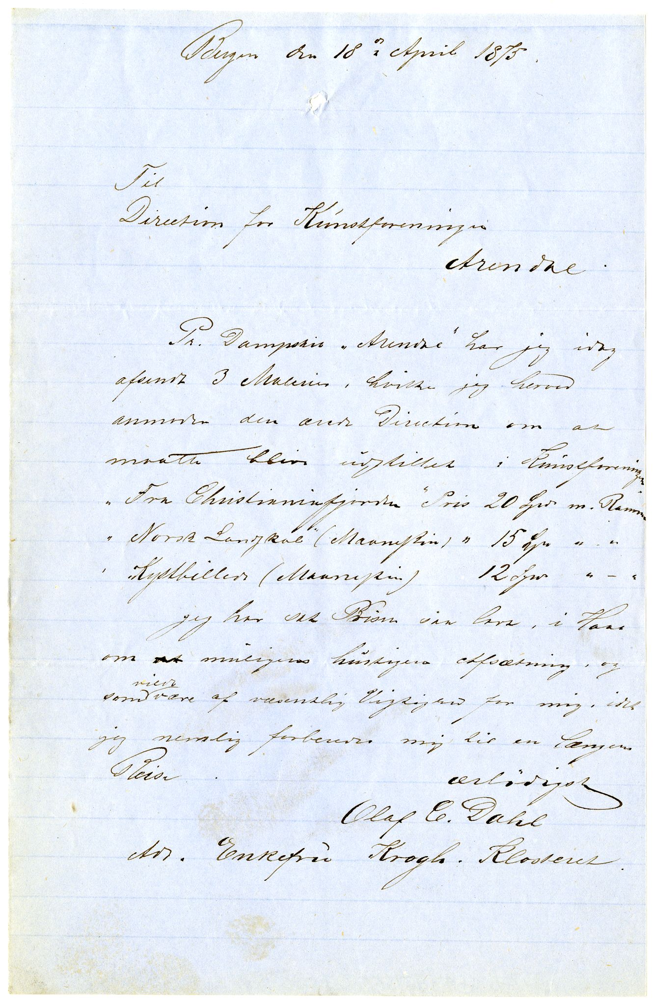 Diderik Maria Aalls brevsamling, NF/Ark-1023/F/L0002: D.M. Aalls brevsamling. B - C, 1799-1889, s. 442