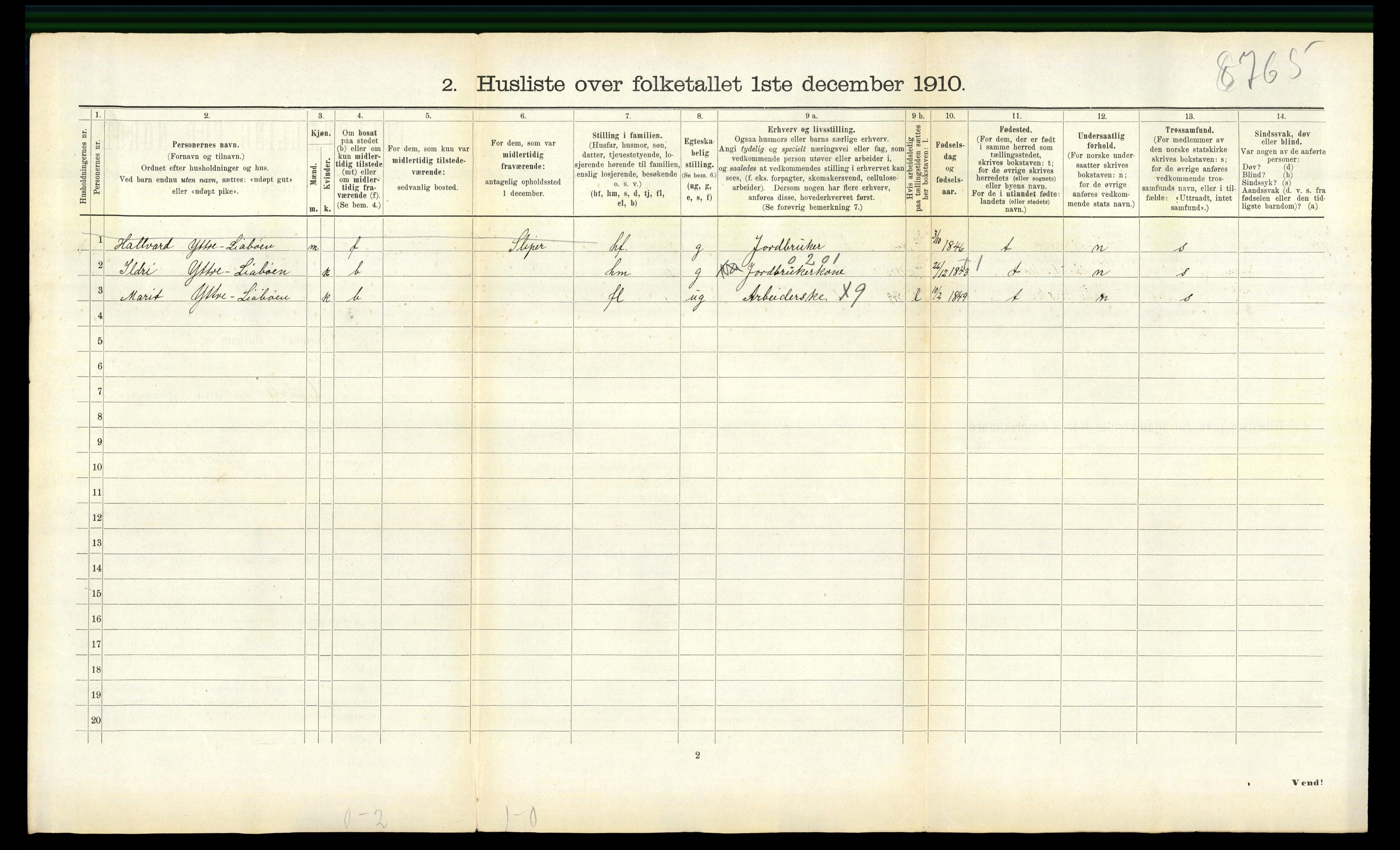 RA, Folketelling 1910 for 1634 Oppdal herred, 1910, s. 814