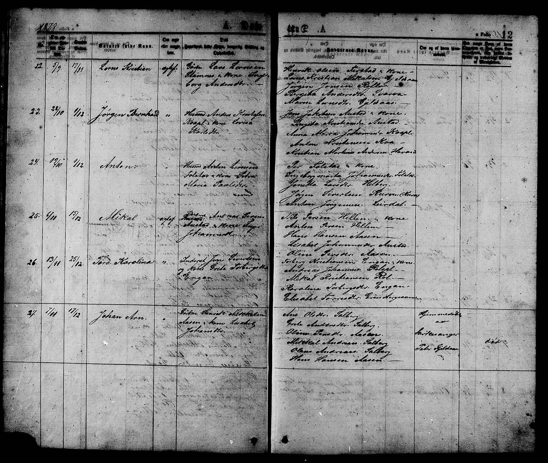 Ministerialprotokoller, klokkerbøker og fødselsregistre - Nord-Trøndelag, AV/SAT-A-1458/731/L0311: Klokkerbok nr. 731C02, 1875-1911, s. 12