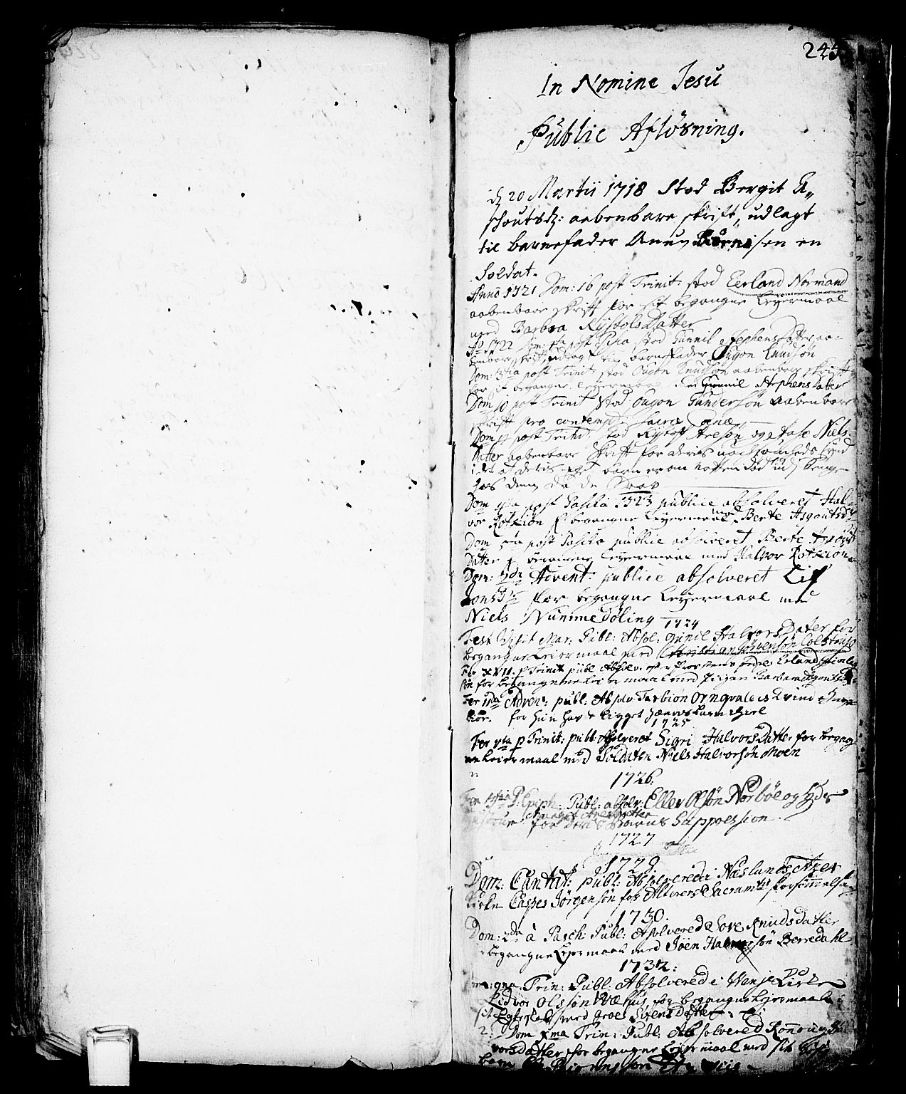 Vinje kirkebøker, AV/SAKO-A-312/F/Fa/L0001: Ministerialbok nr. I 1, 1717-1766, s. 245