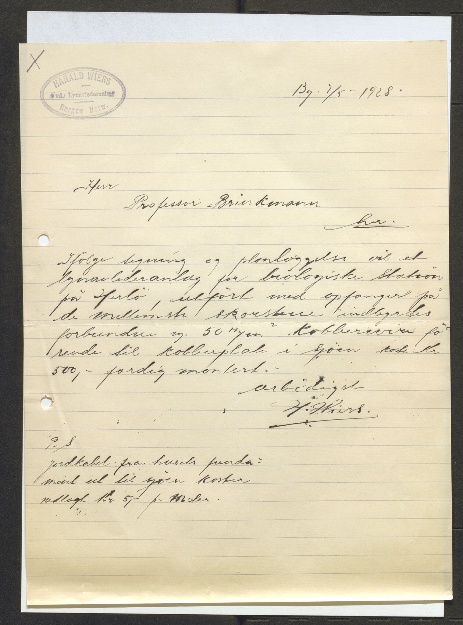 Bergens Museum, AV/SAB-A-17301/13/D/L0002: Korrespondanse , 1928-1940, s. 306