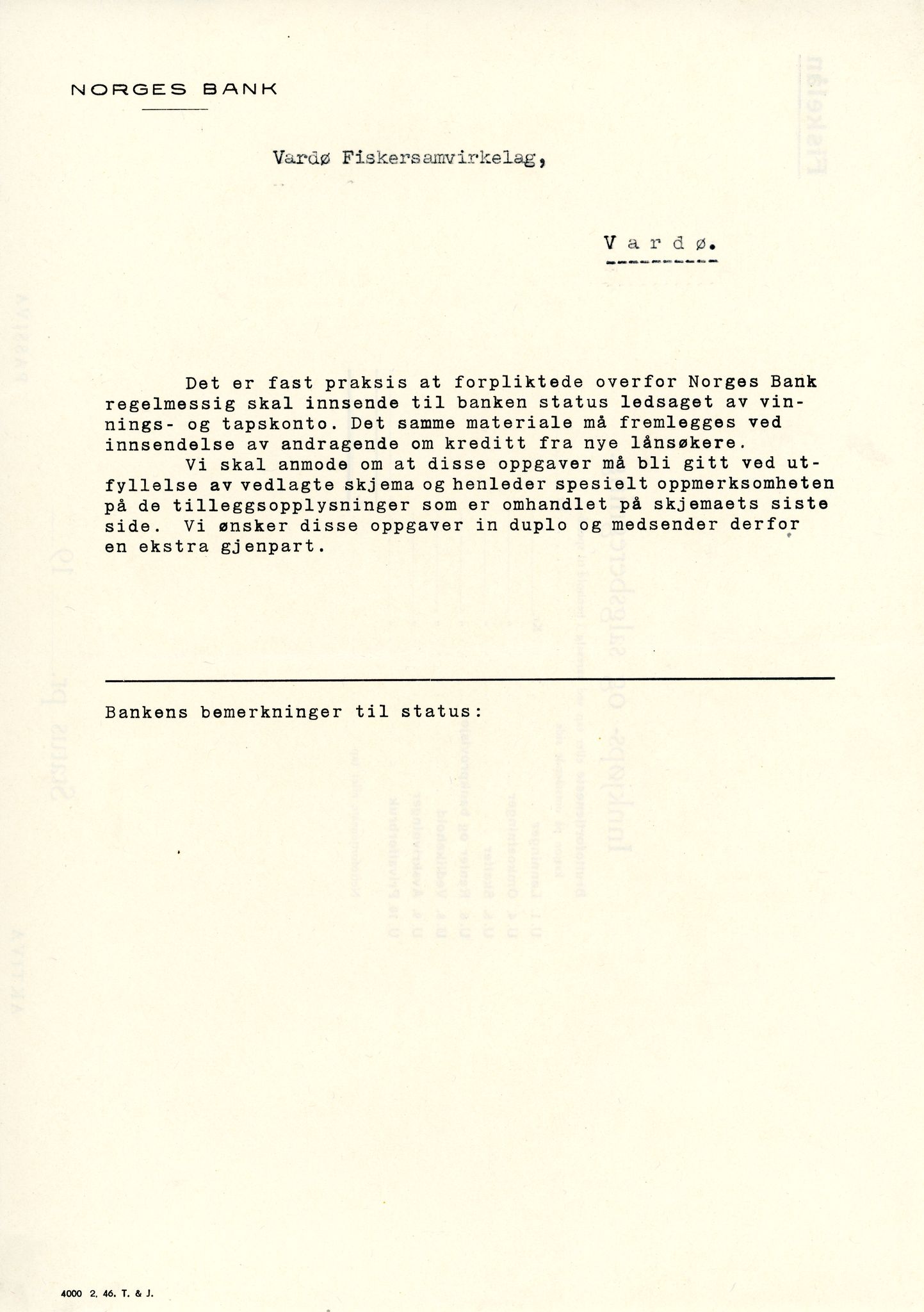 Vardø Fiskersamvirkelag, VAMU/A-0037/D/Da/L0006: Korrespondanse Re-St, 1947-1951