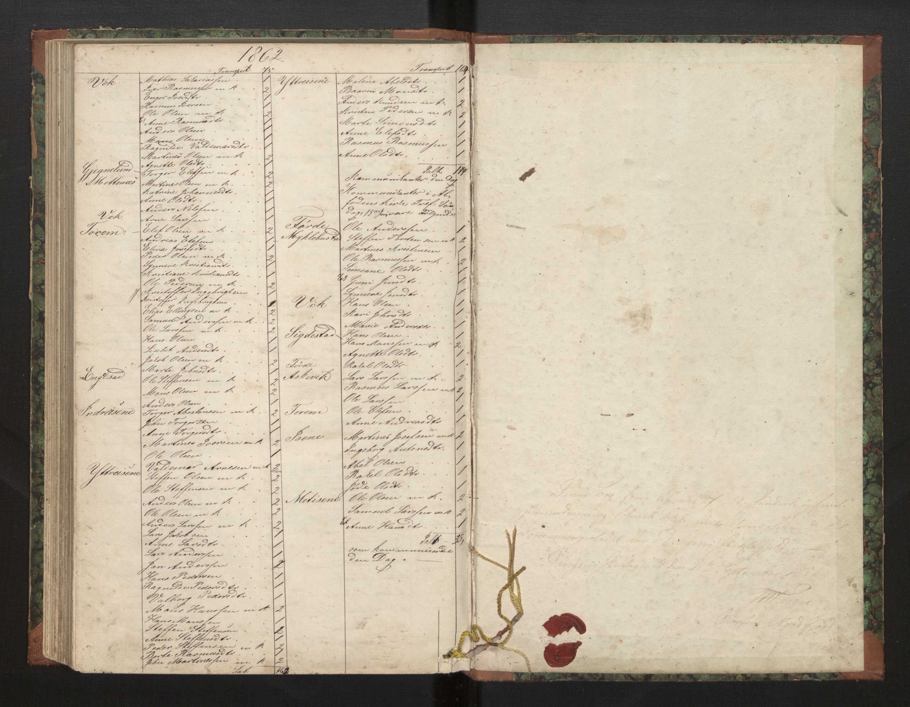 Davik sokneprestembete, AV/SAB-A-79701/H/Hb/Hba/L0002: Kommunikantprotokoll nr. 2, 1851-1862
